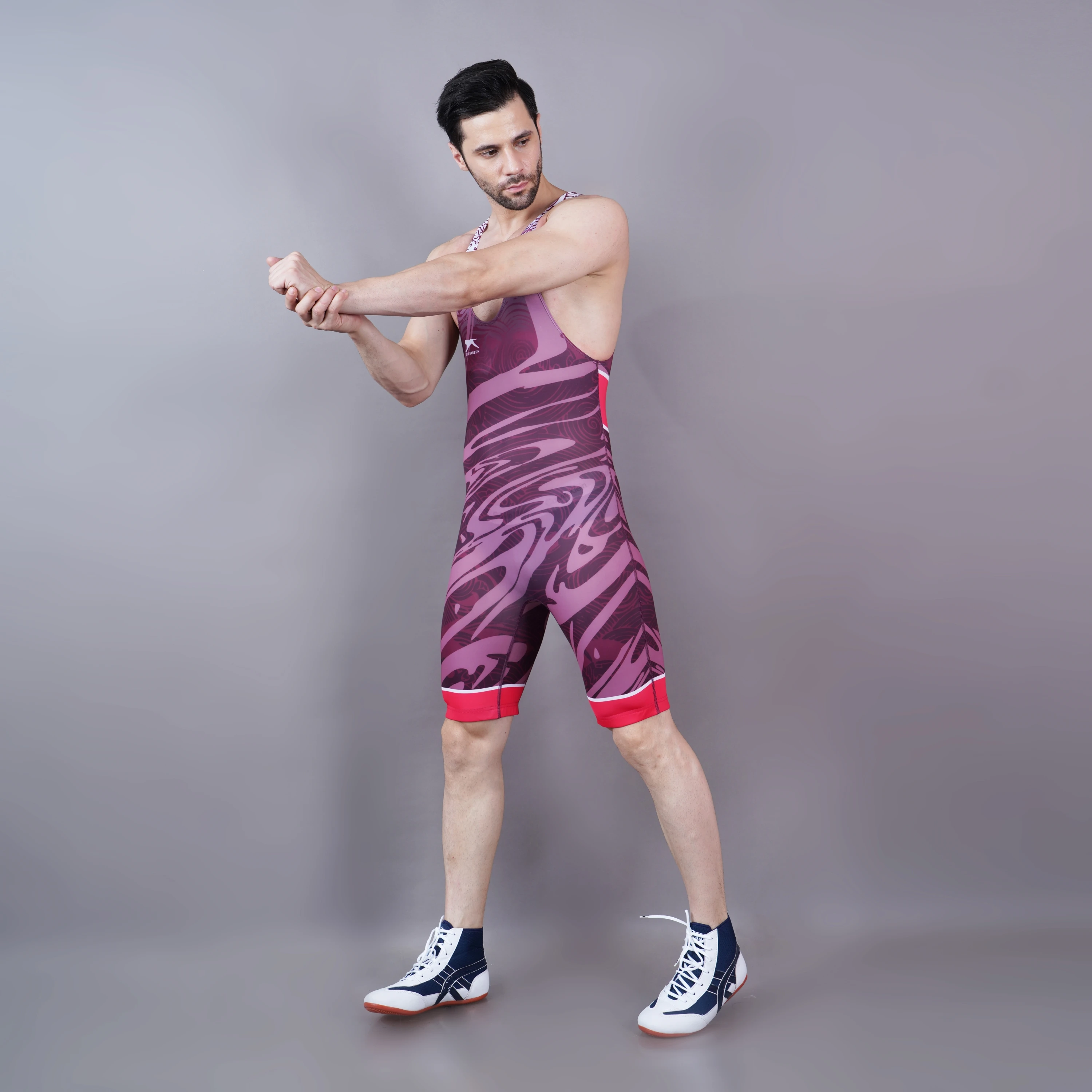 Sublimated wrestling singlet Maroon for men
