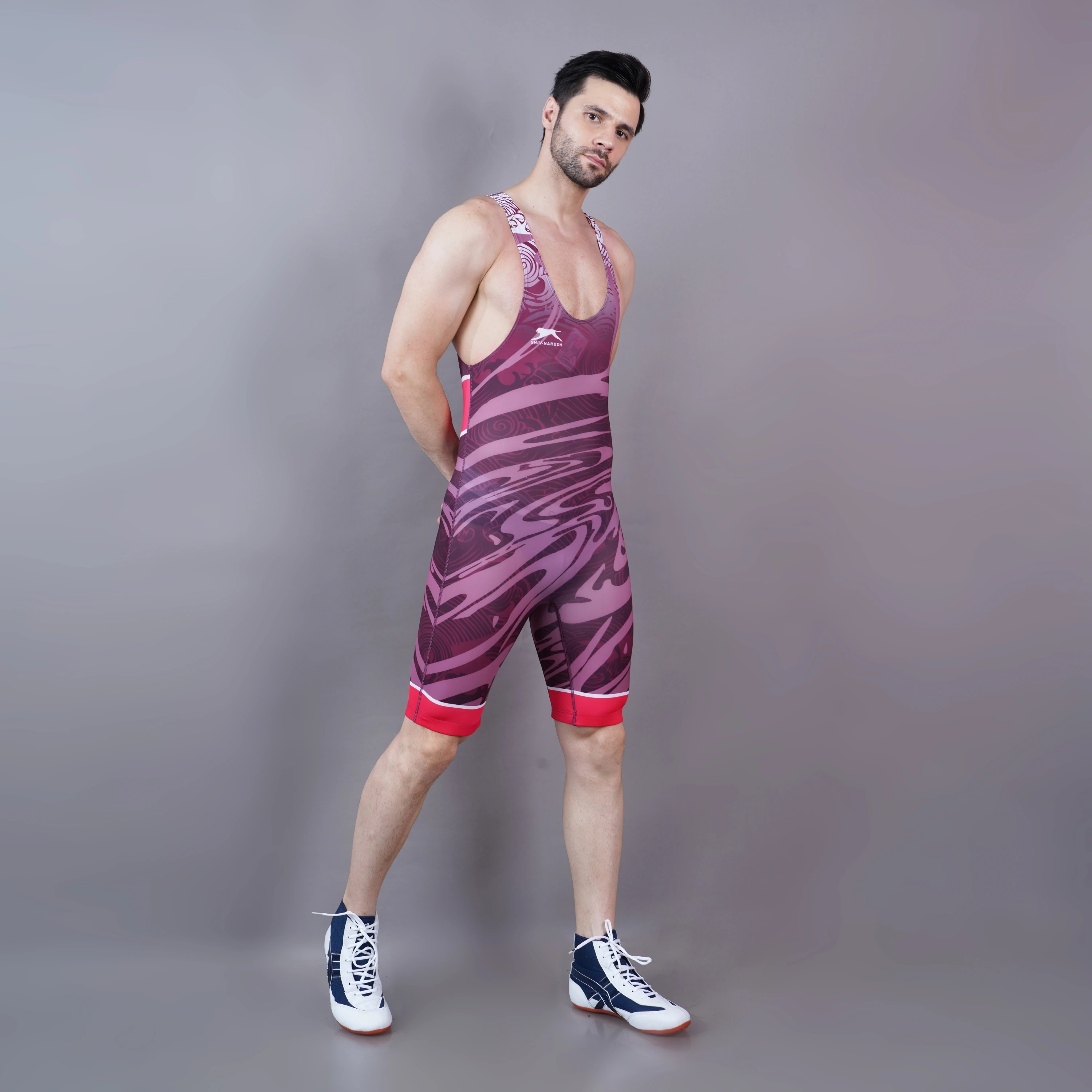 Sublimated wrestling singlet Maroon for men