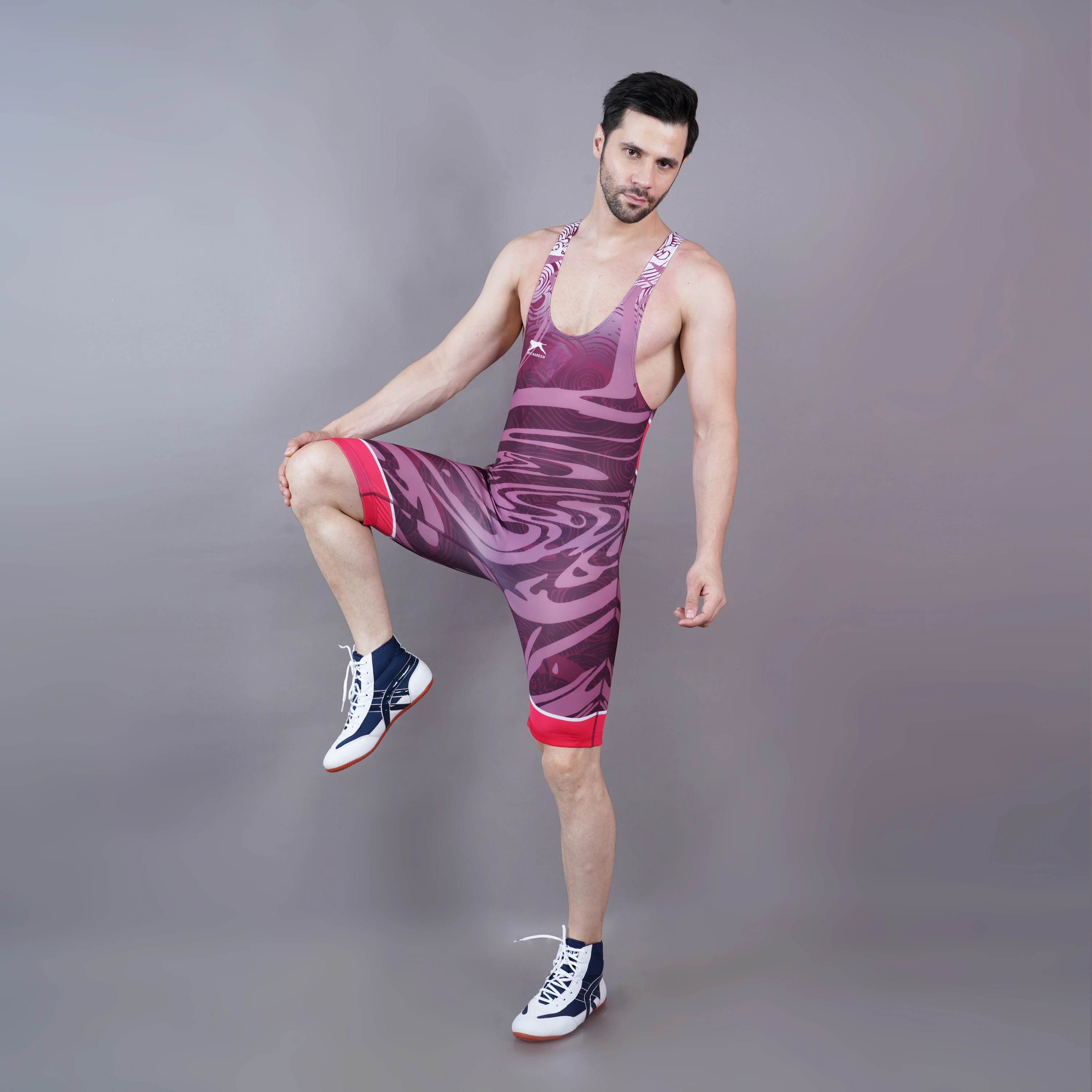 Sublimated wrestling singlet Maroon for men