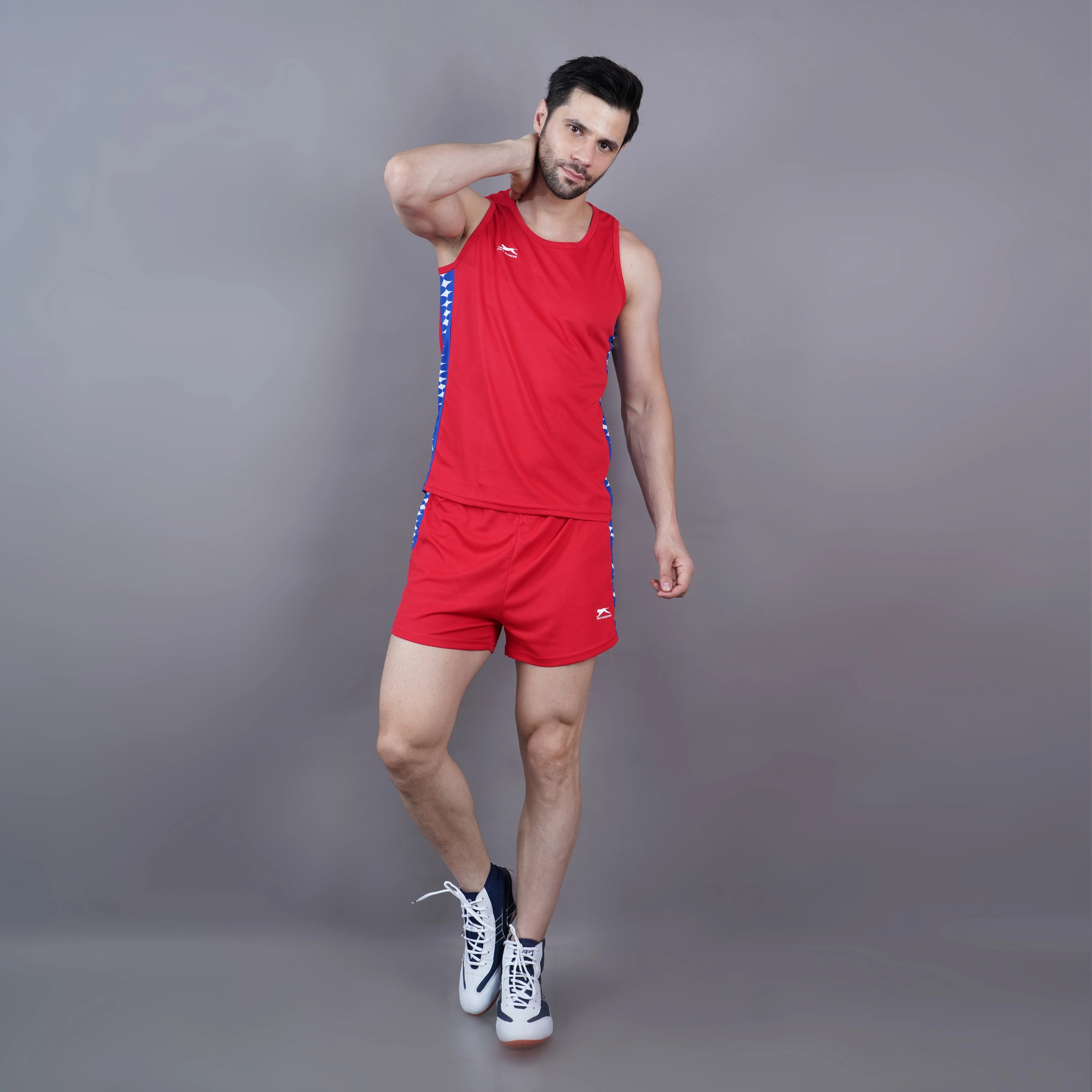 Red royal classic print men’s athletic set