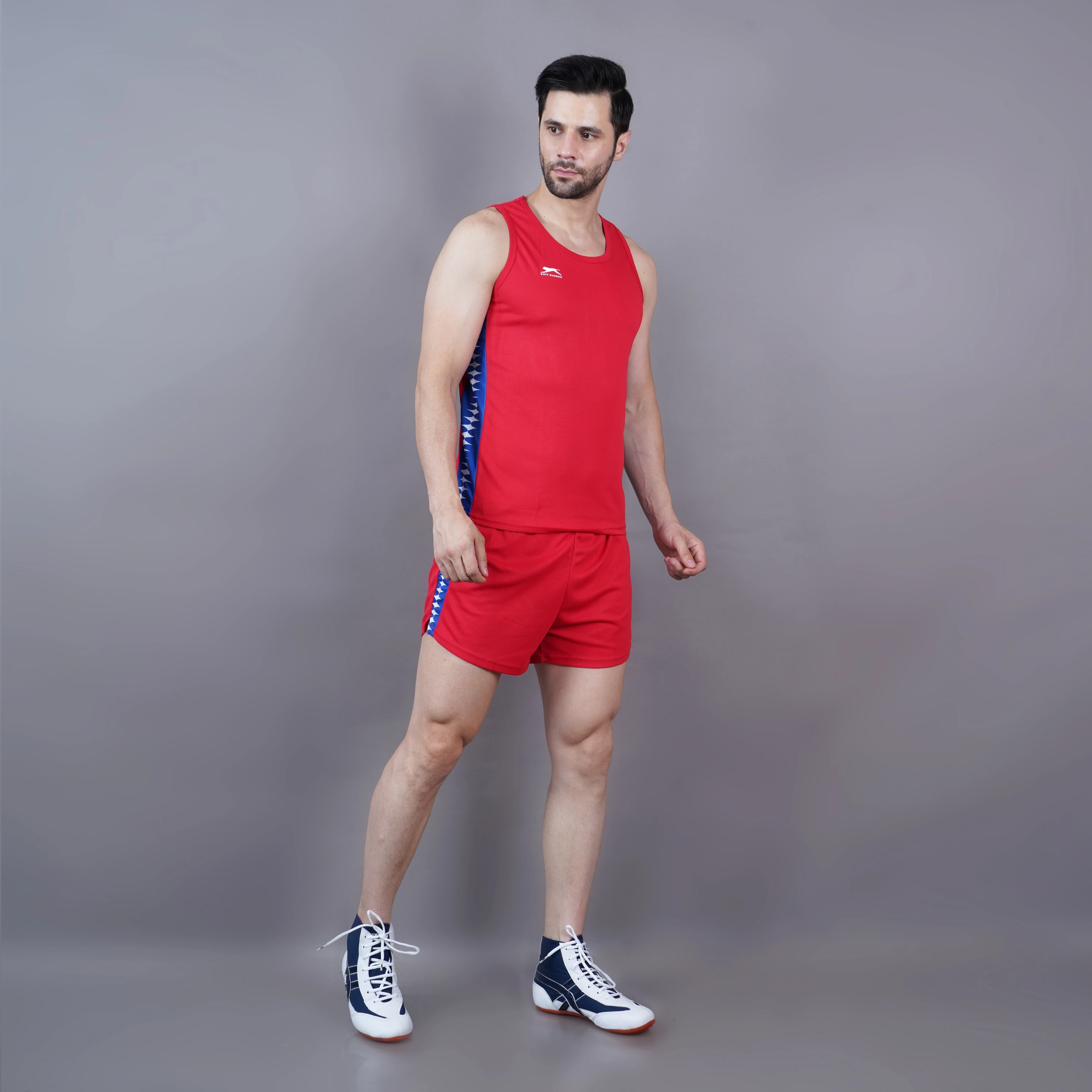 Red royal classic print men’s athletic set