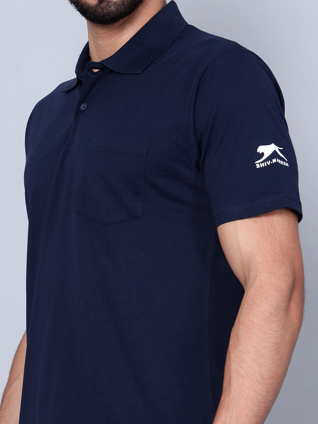 Men’s Navy Blue Cotton Polo T-Shirt