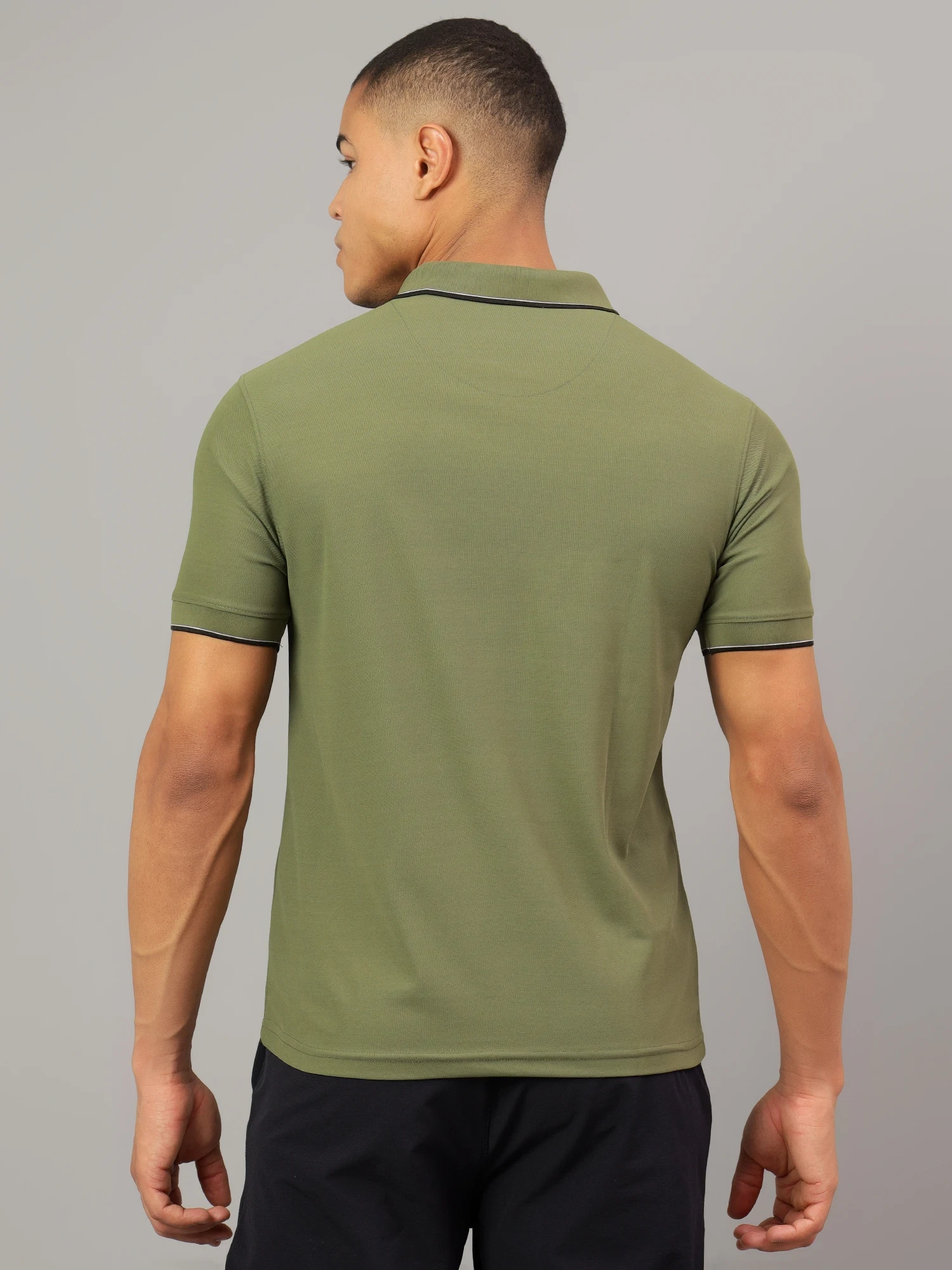 Men's Olive Green DualHue Tipped Polo T-Shirt