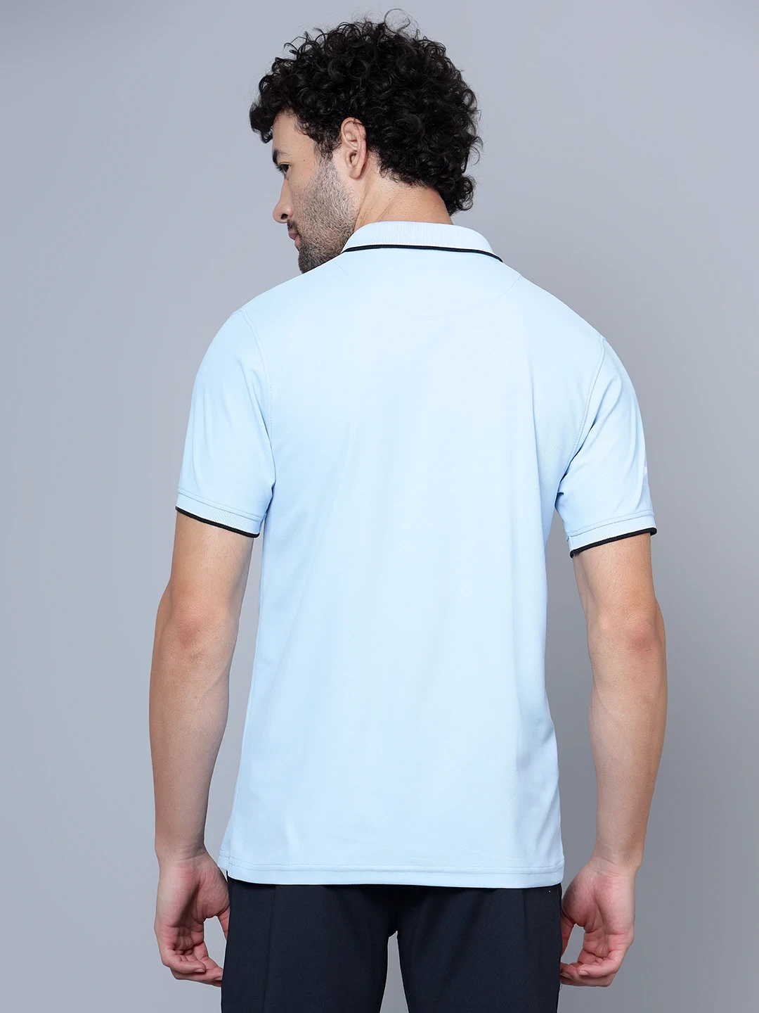 Men's Sky Blue DualHue Tipped Polo T-Shirt