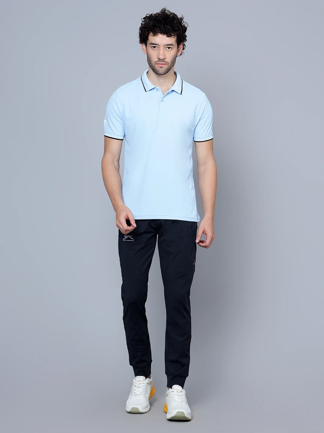 Men's Sky Blue DualHue Tipped Polo T-Shirt