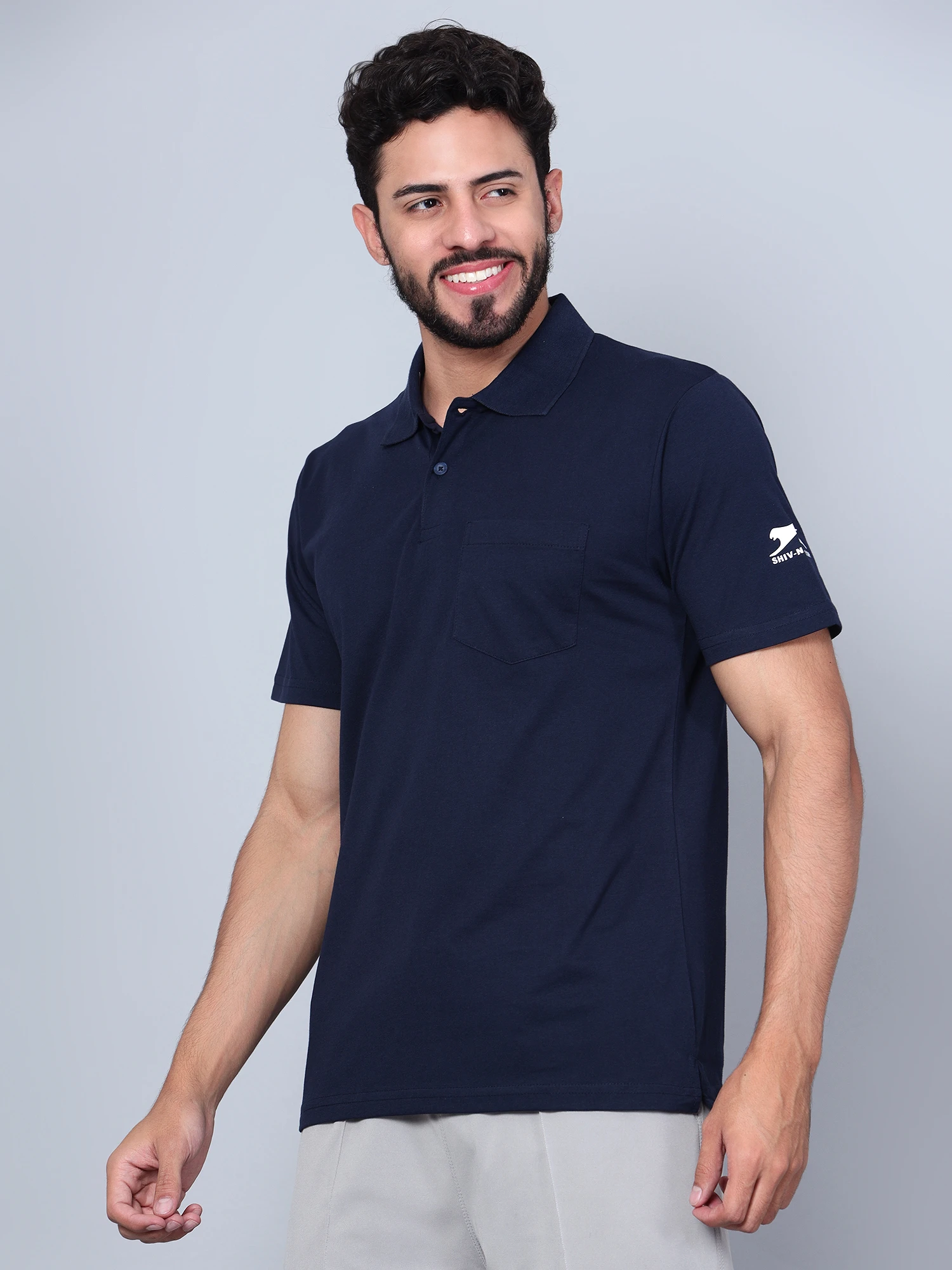 Men’s Navy Blue Cotton Polo T-Shirt