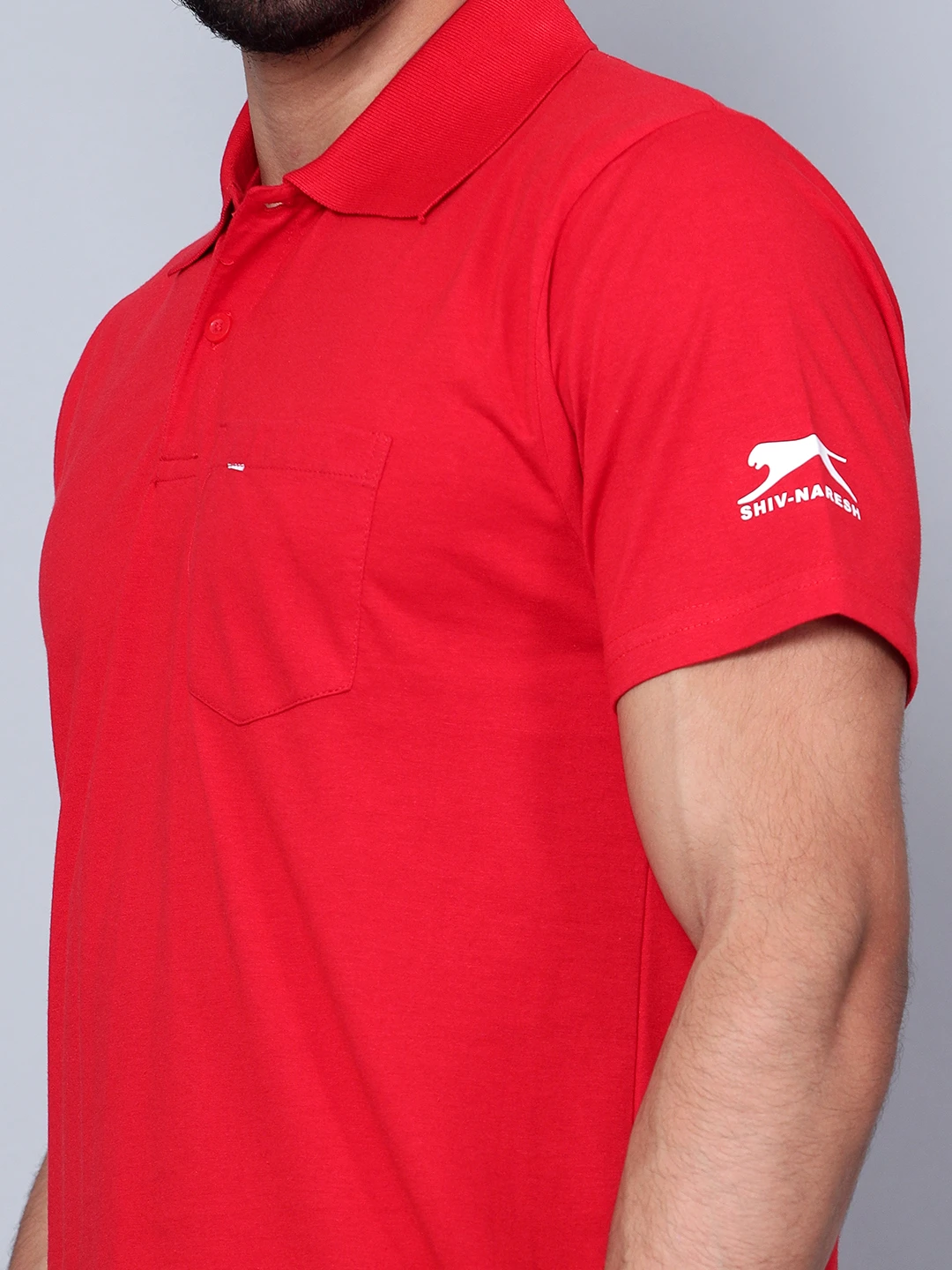 Men’s Red Polo T-Shirt Flat Collar Cotton Sports Casual India