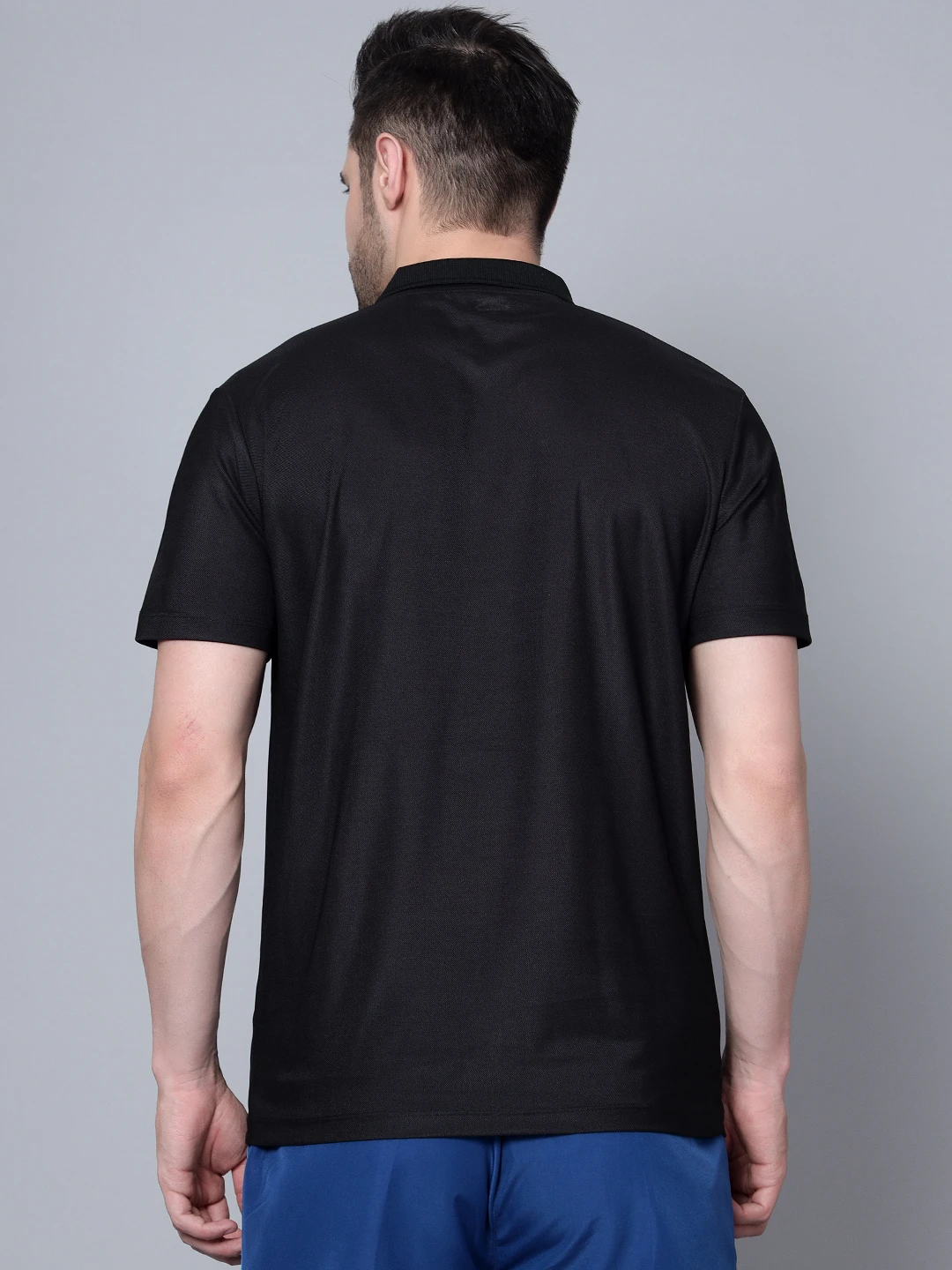 Men’s Black Cotton Polo T-Shirt – Nautical Collar Design by Shiv Naresh