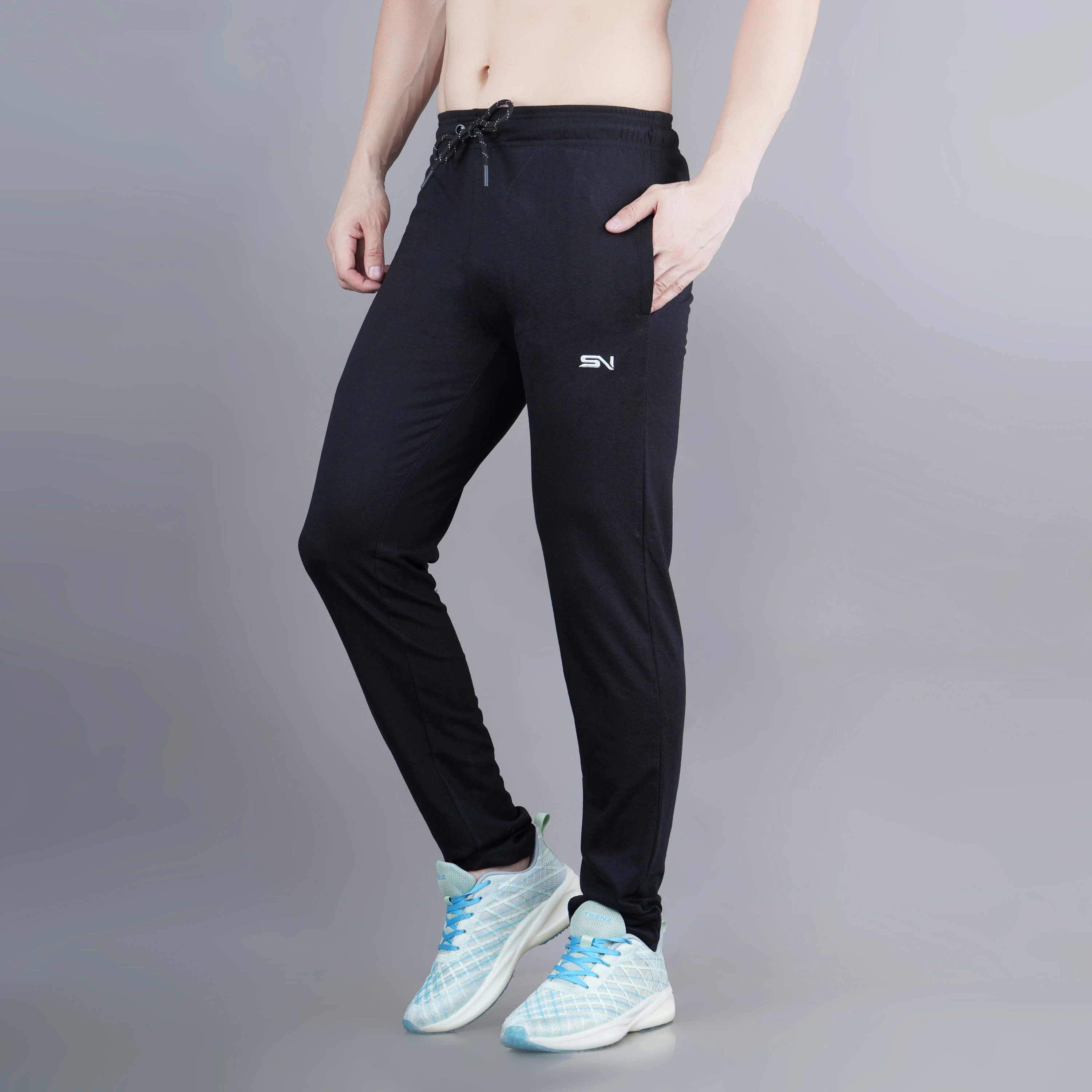 Black Poly Cotton Lowers for Men