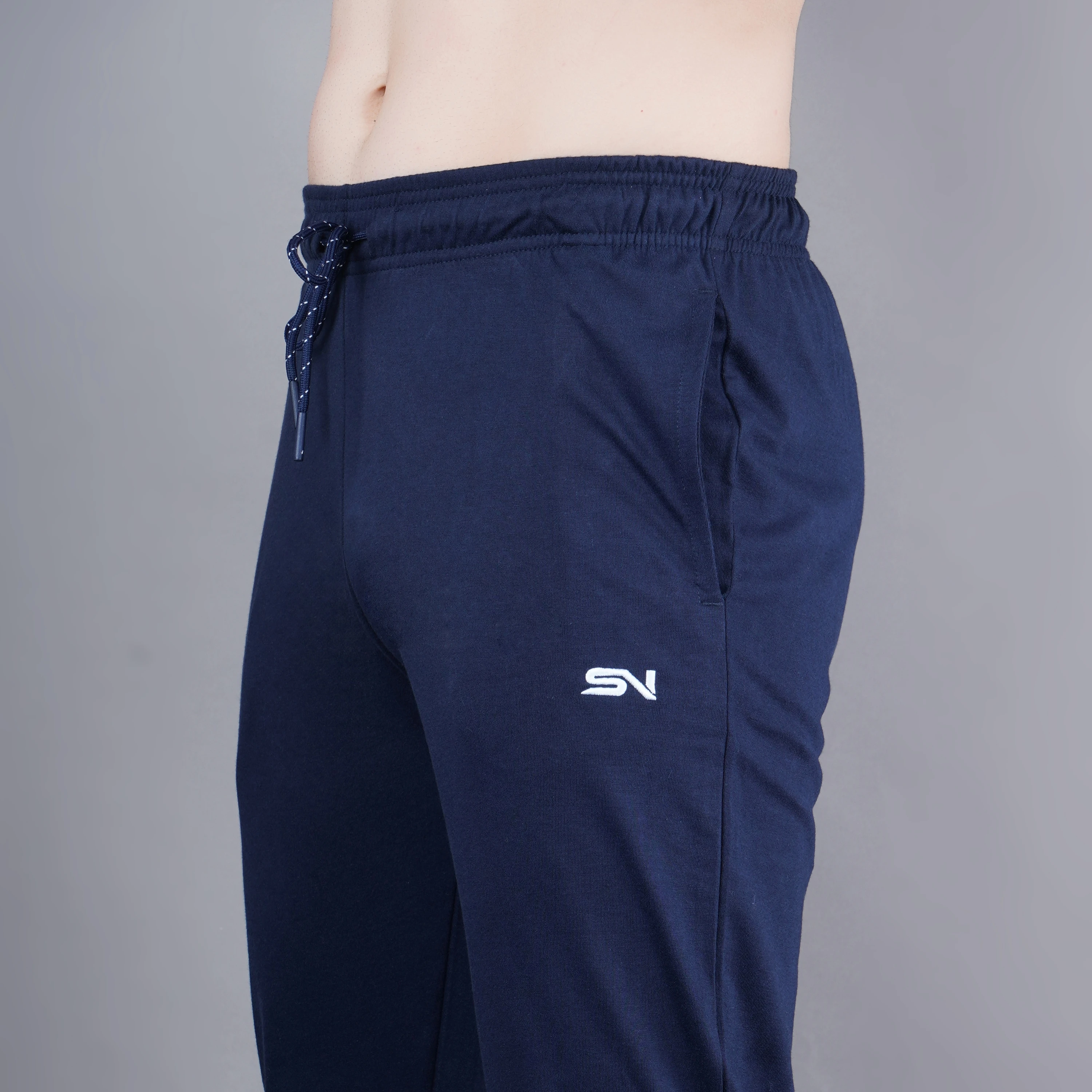 Navy Blue Poly Cotton Lowers for Men
