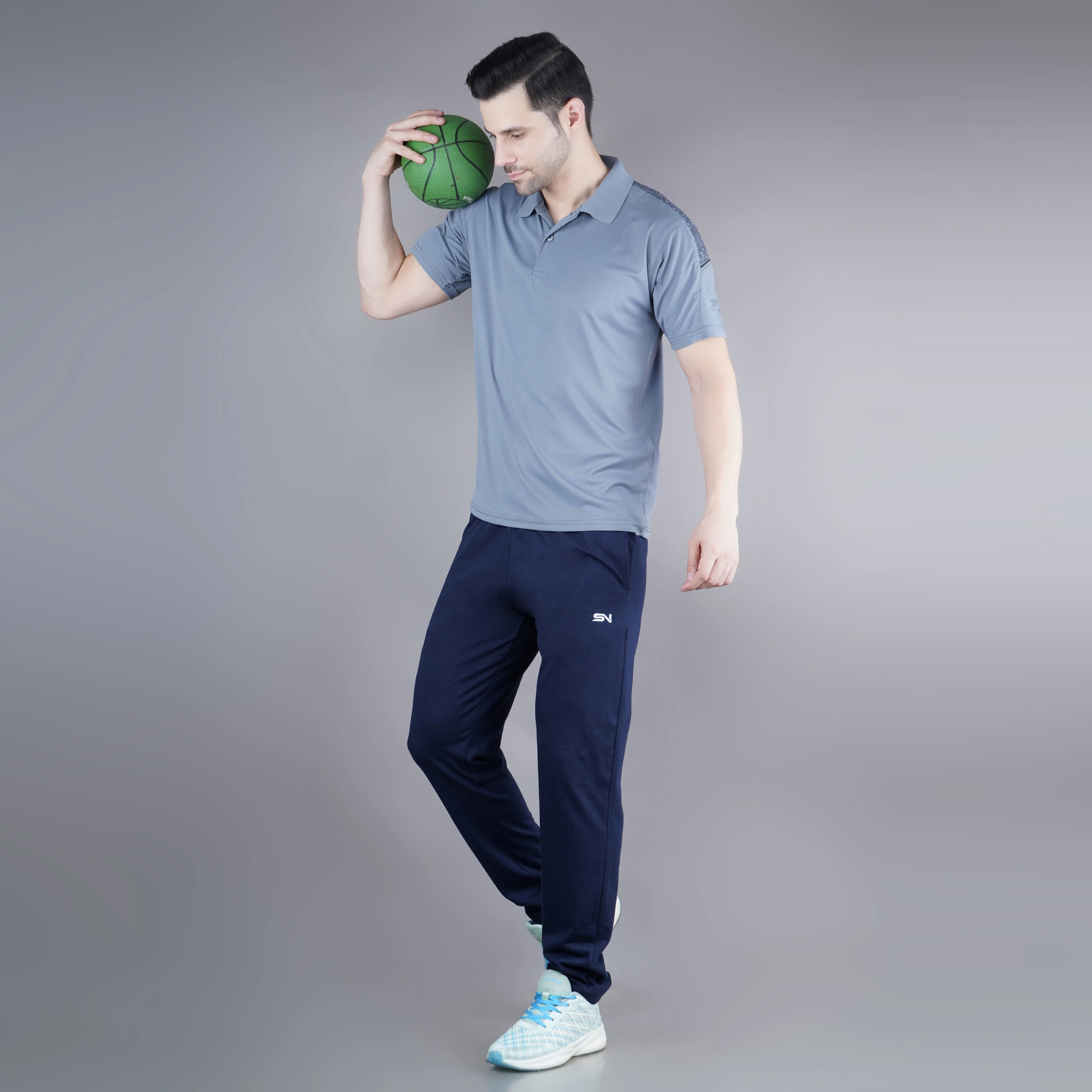 Navy Blue Poly Cotton Lowers for Men
