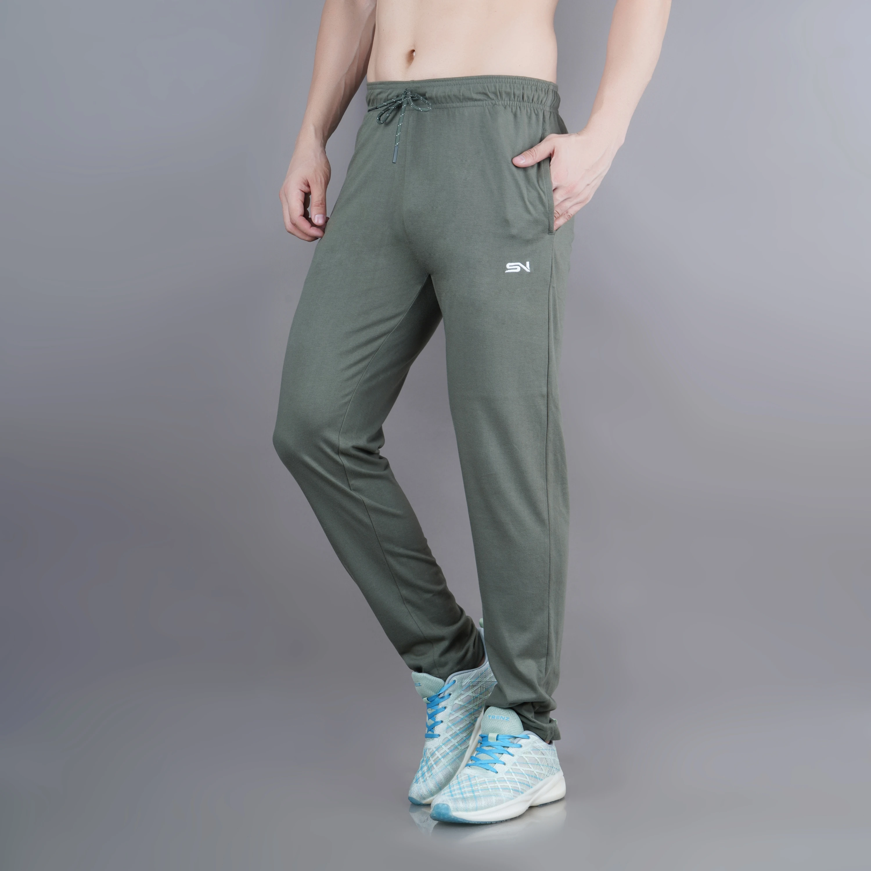 Olive Green Poly Cotton Lowers for Men