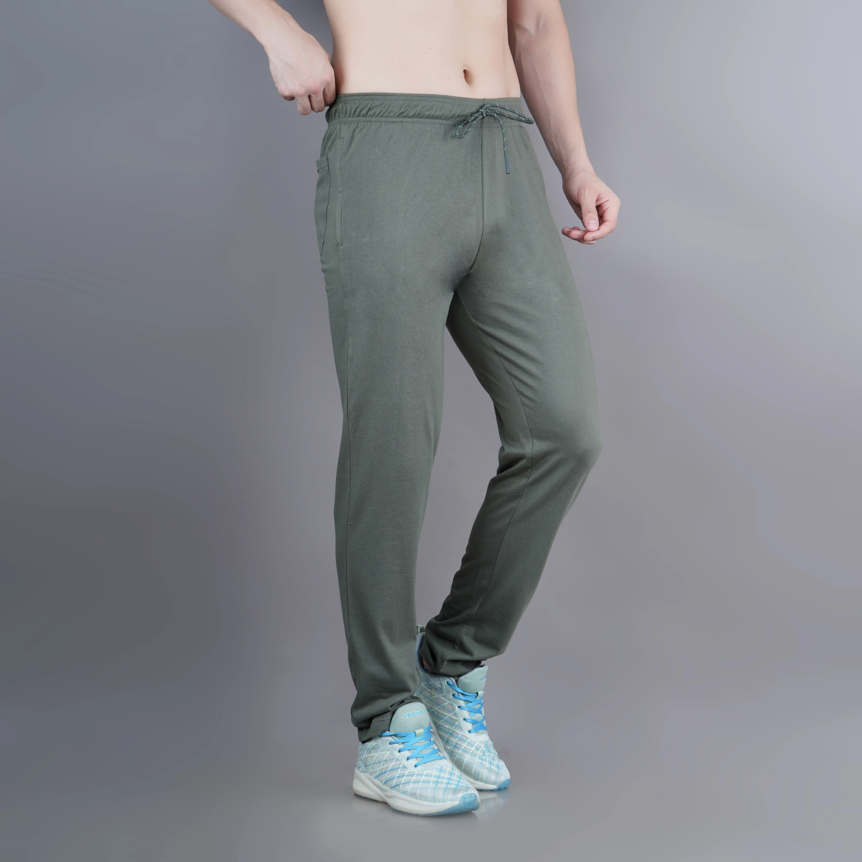 Olive Green Poly Cotton Lowers for Men