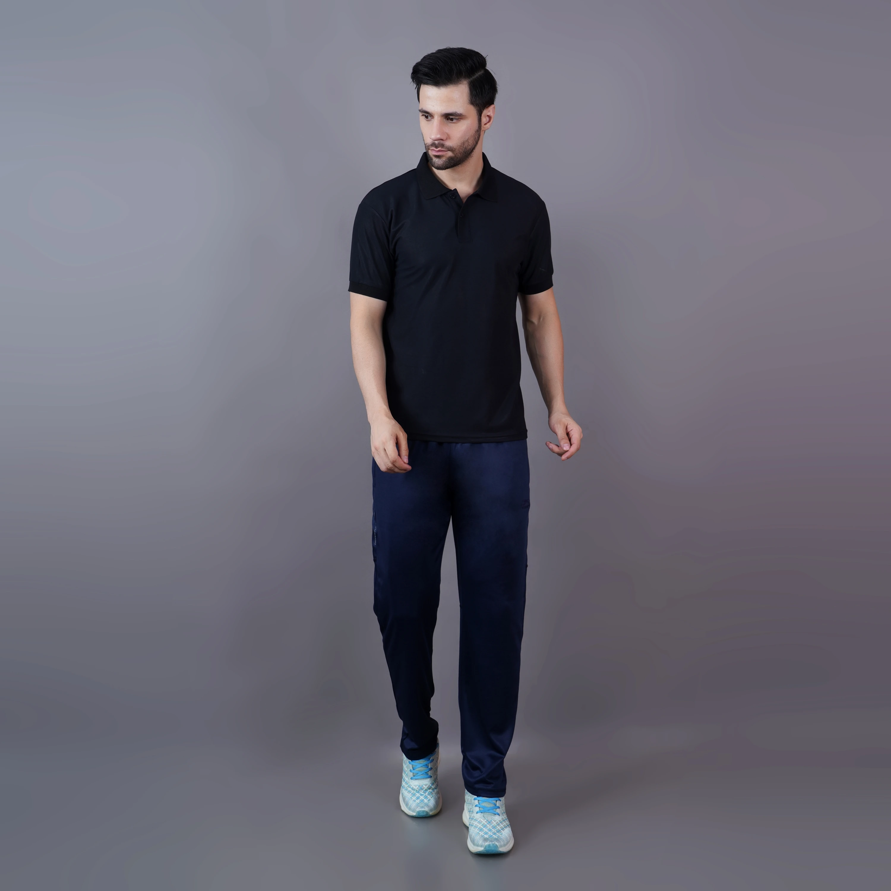 Navy Blue Flex Stride Track Pants for Men
