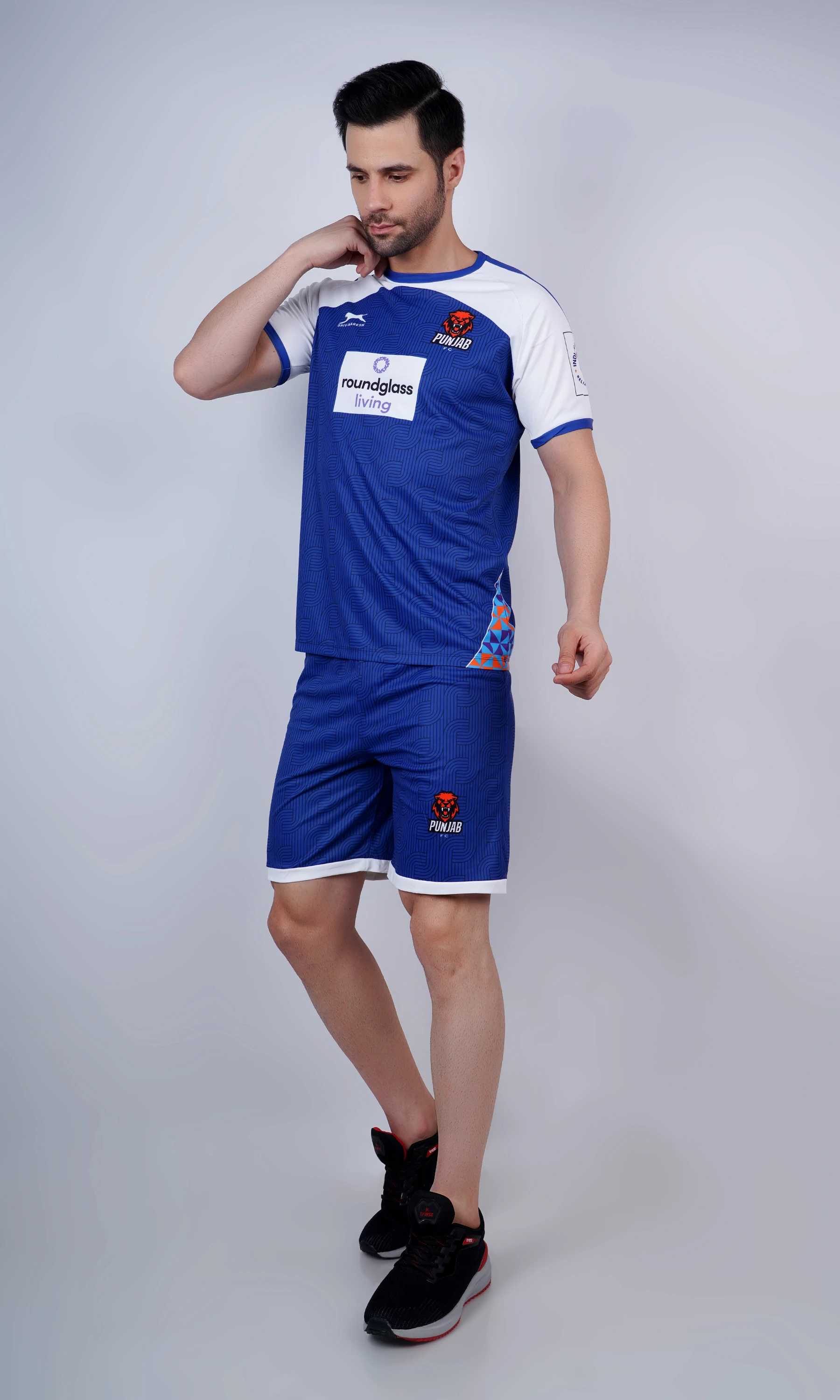 Punjab Football Club Set White Orange Jersey & Shorts