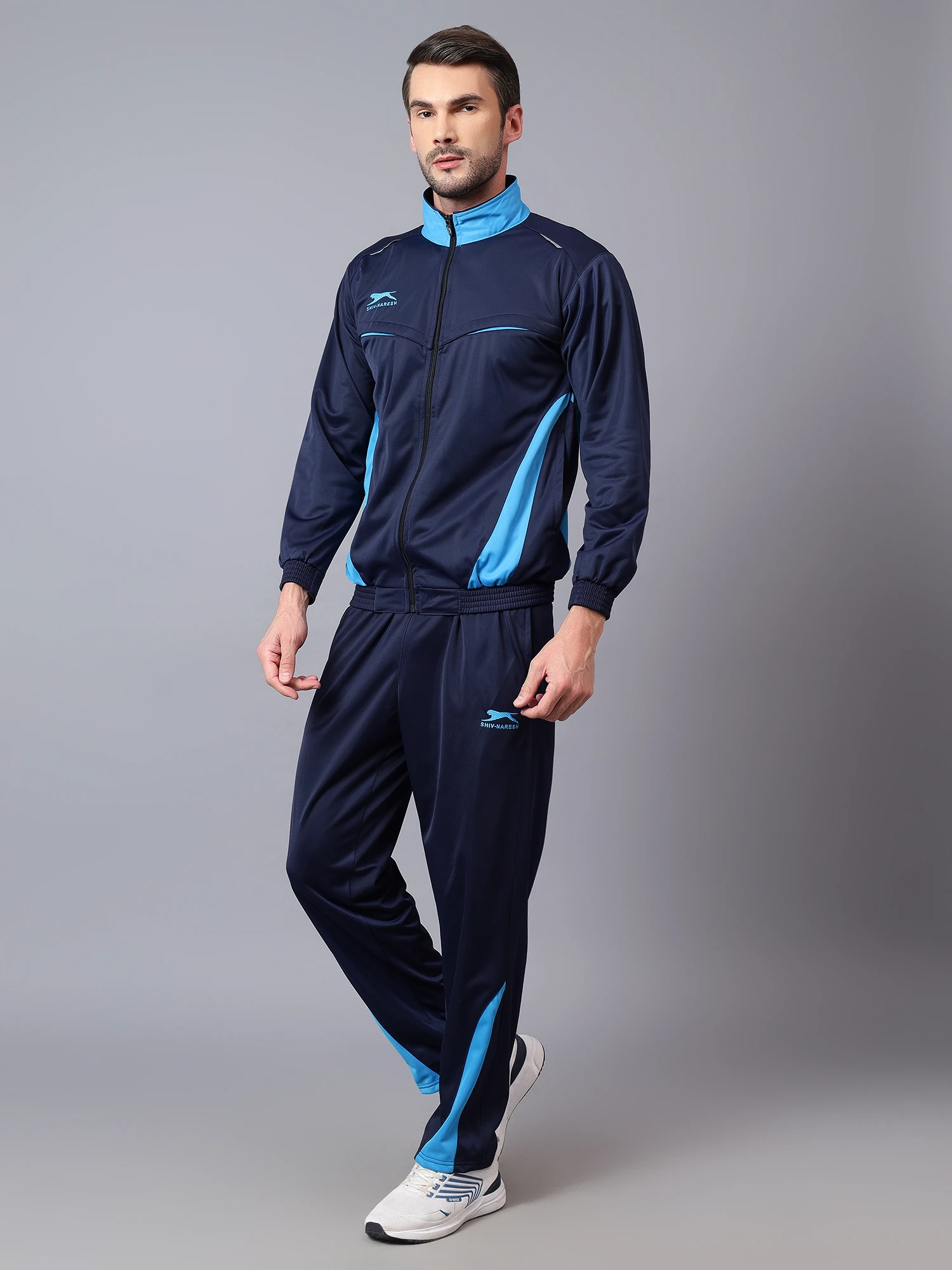 Shiv Naresh Men's Smart Fit Navy/Cyan Track Suit