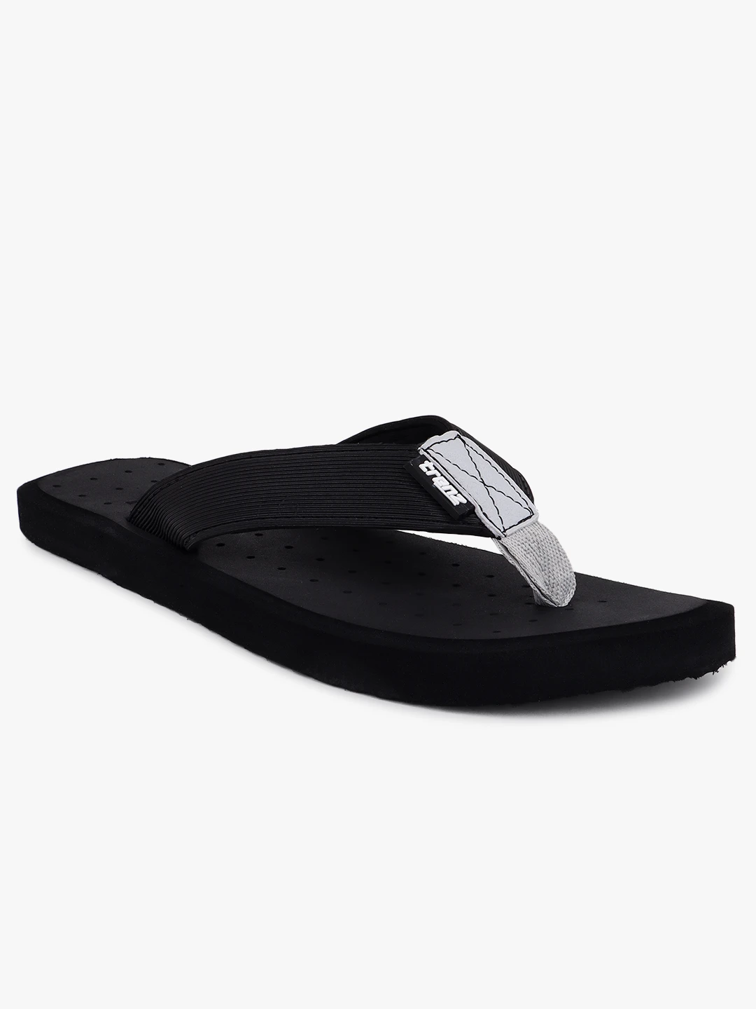 Black slip-on slippers for men by Shivnaresh
