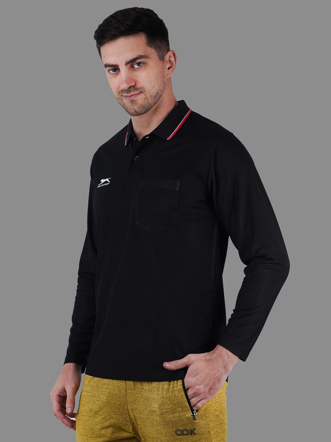 full sleeve polo shirt black