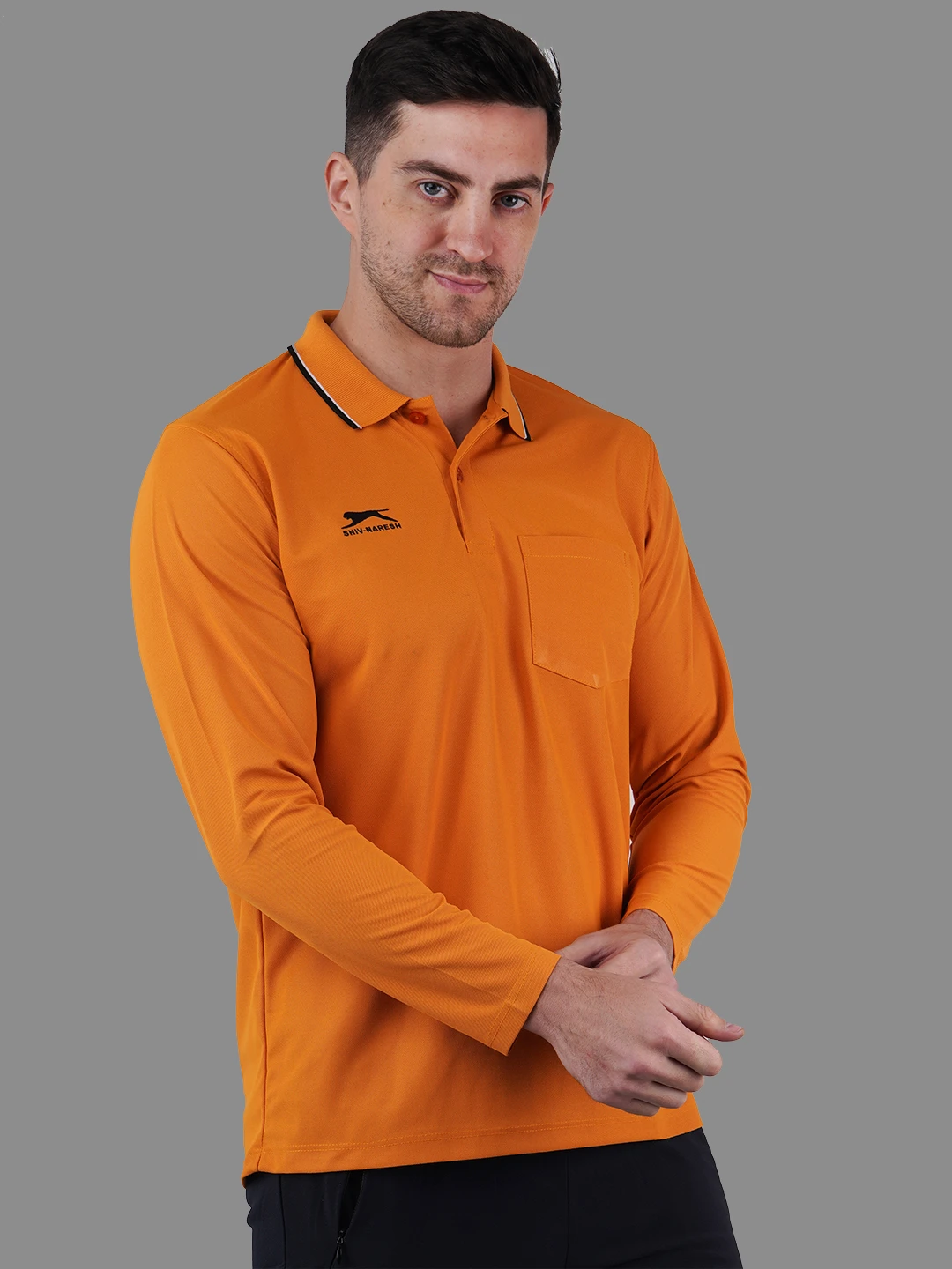 full sleeve polo shirt mustard