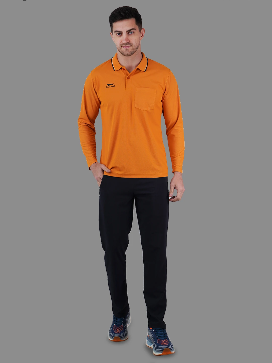 full sleeve polo shirt mustard