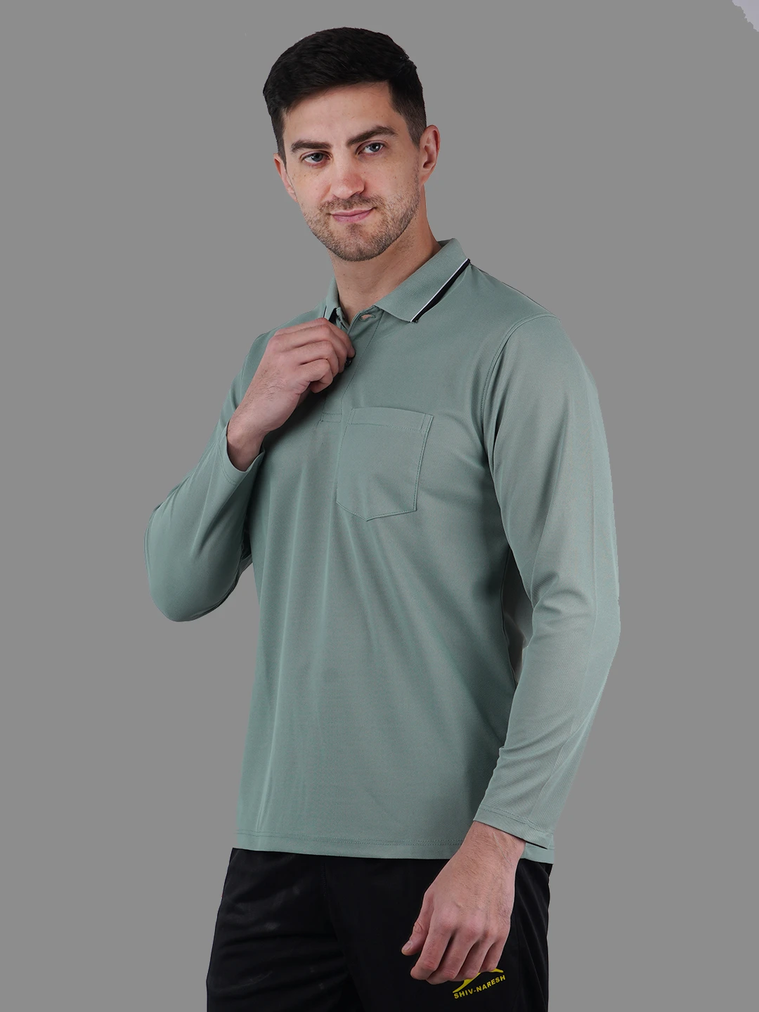 full sleeve polo shirt green