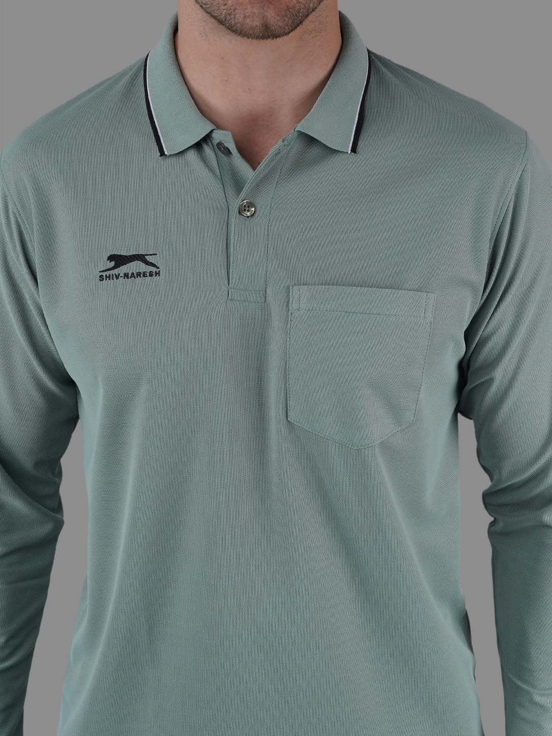 full sleeve polo shirt green