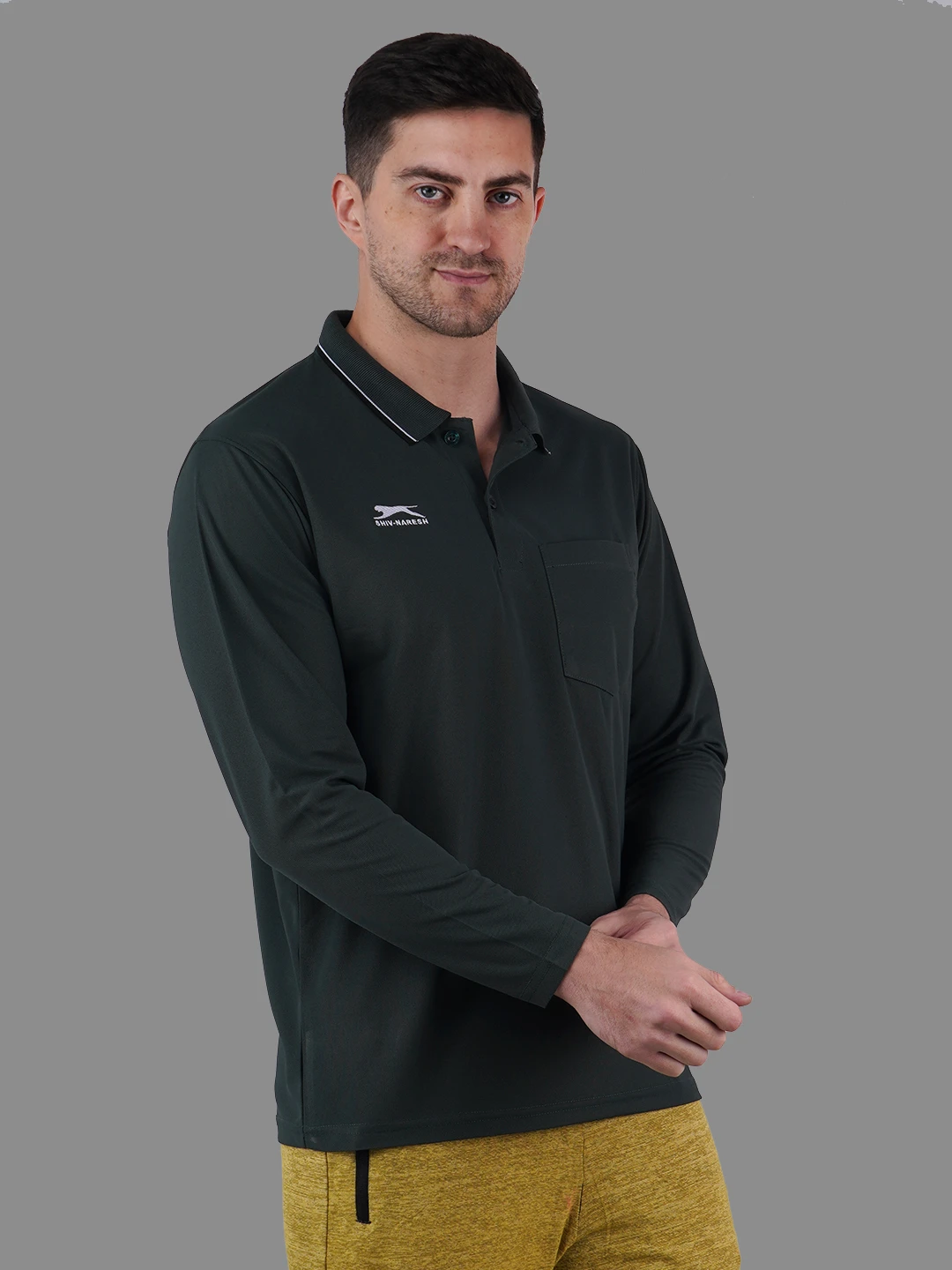 full sleeve polo shirt olive