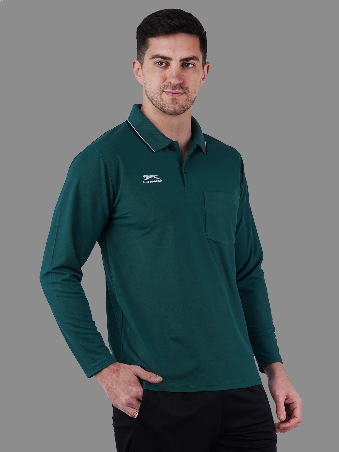 full sleeve polo shirt green