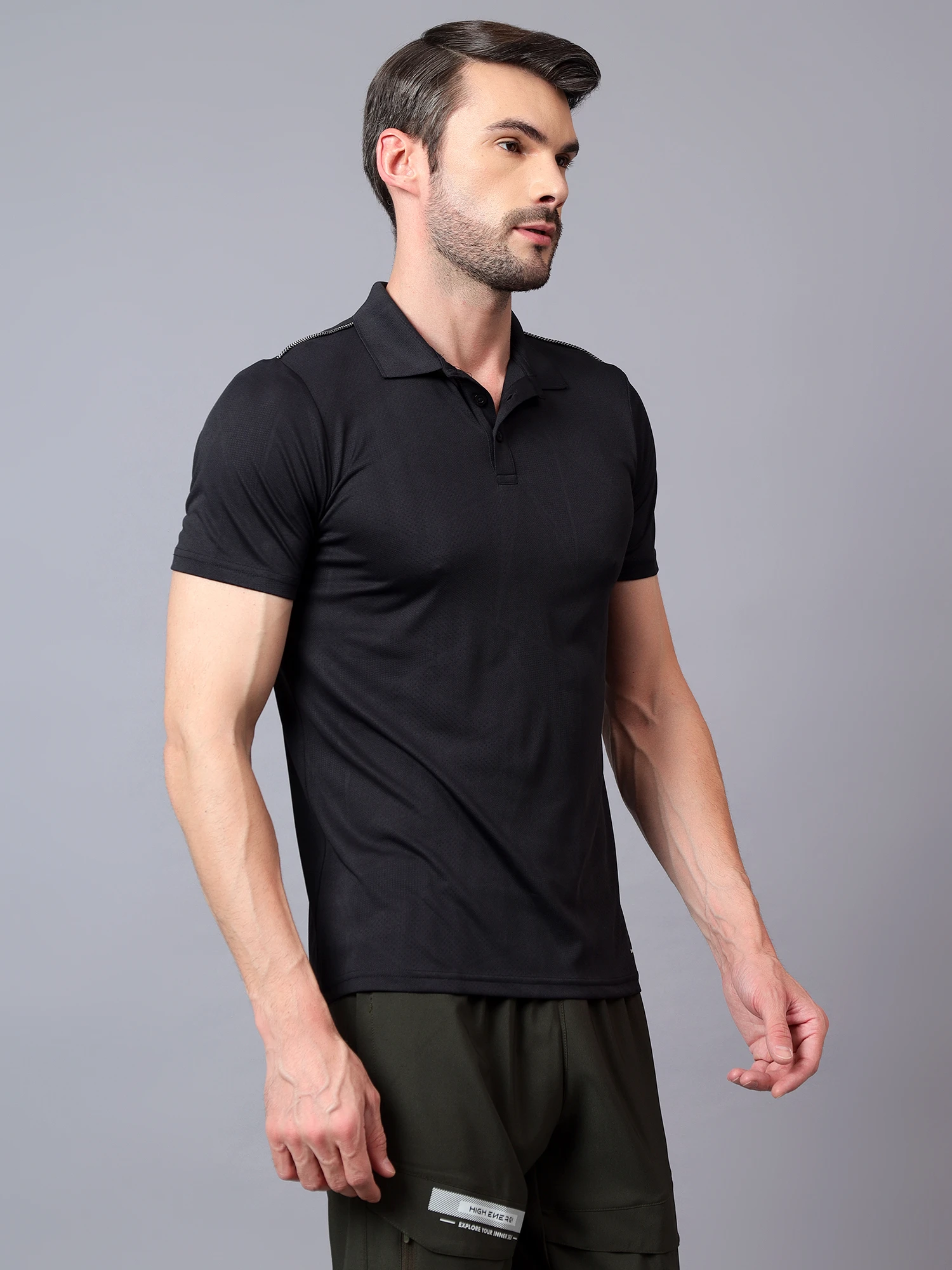 performance polo tee black