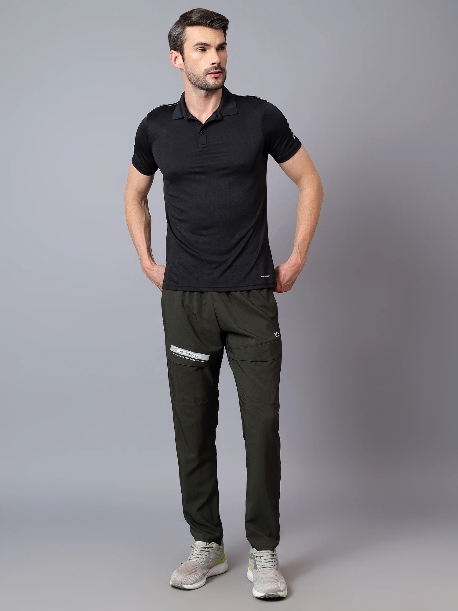 performance polo tee black