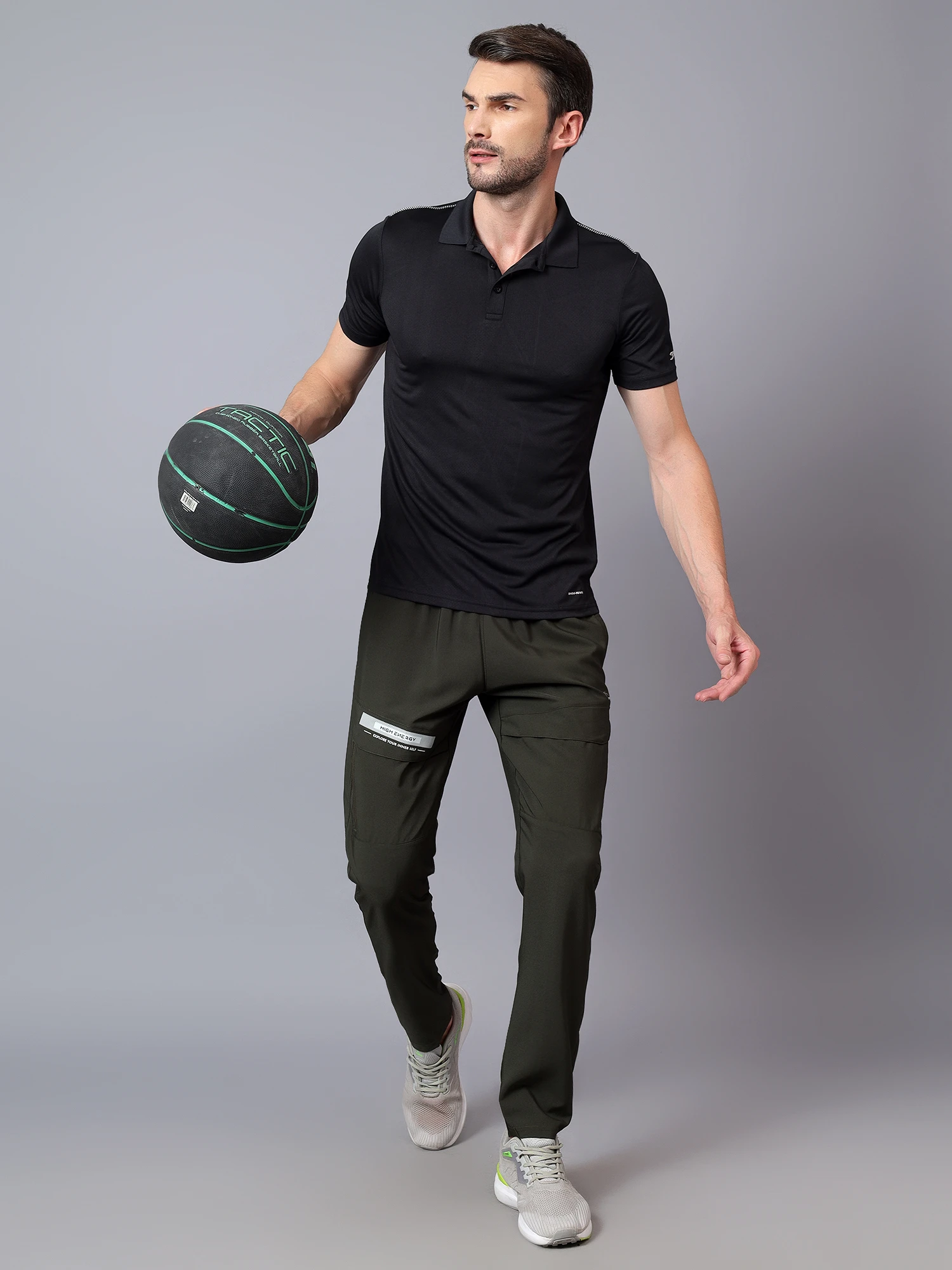 performance polo tee black