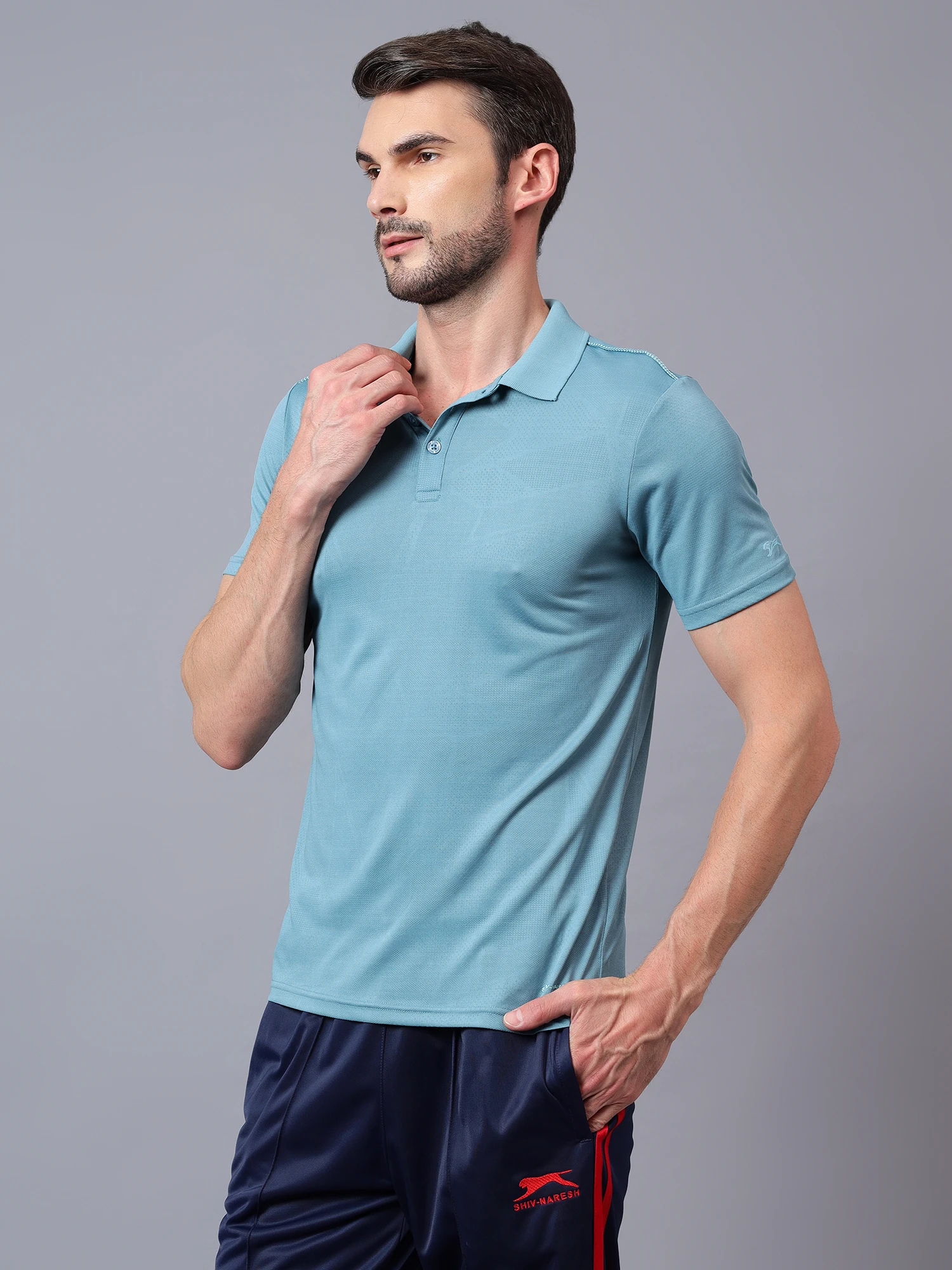 performance polo tee blue