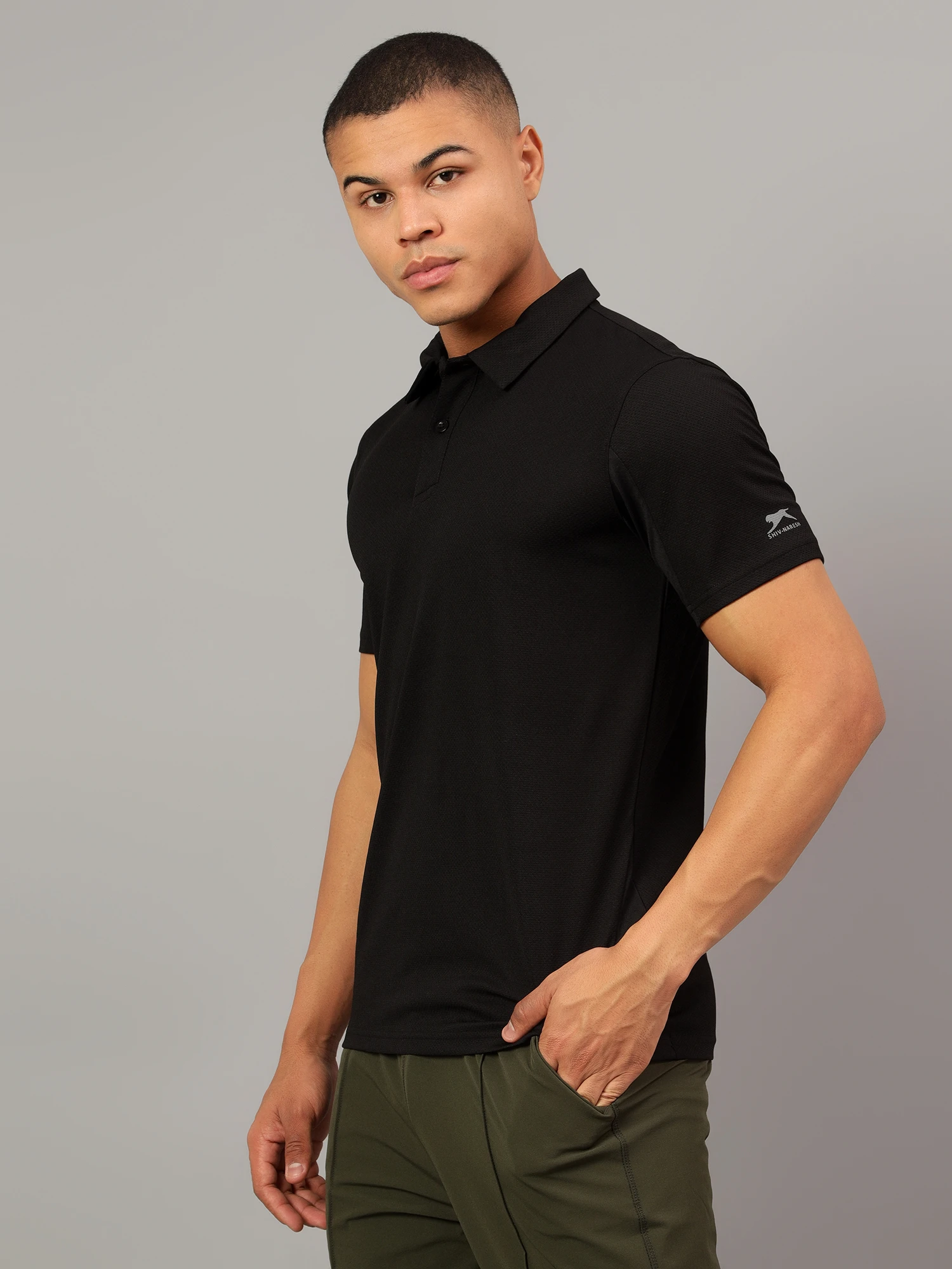 performance polo t shirt black