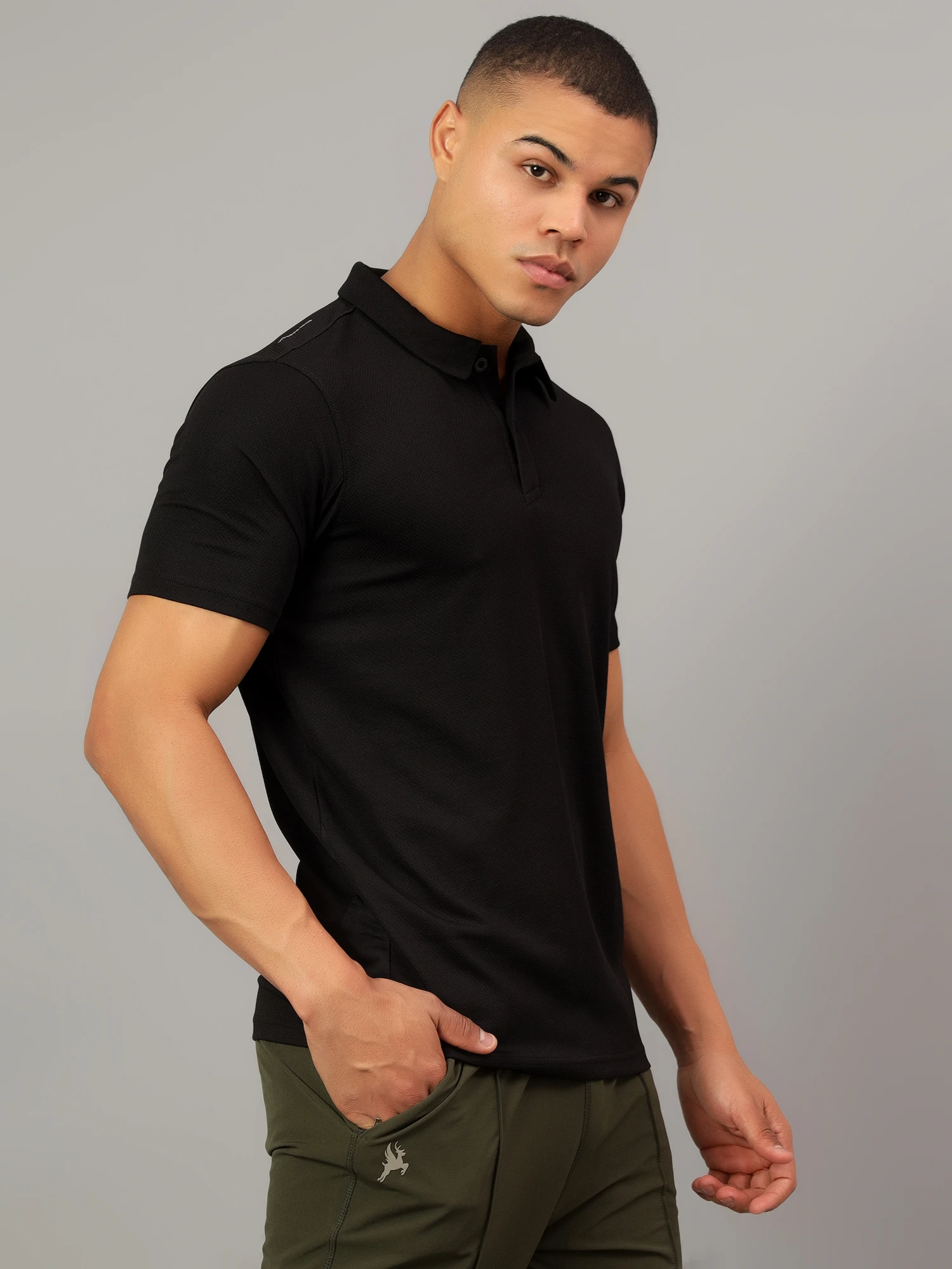 performance polo t shirt black