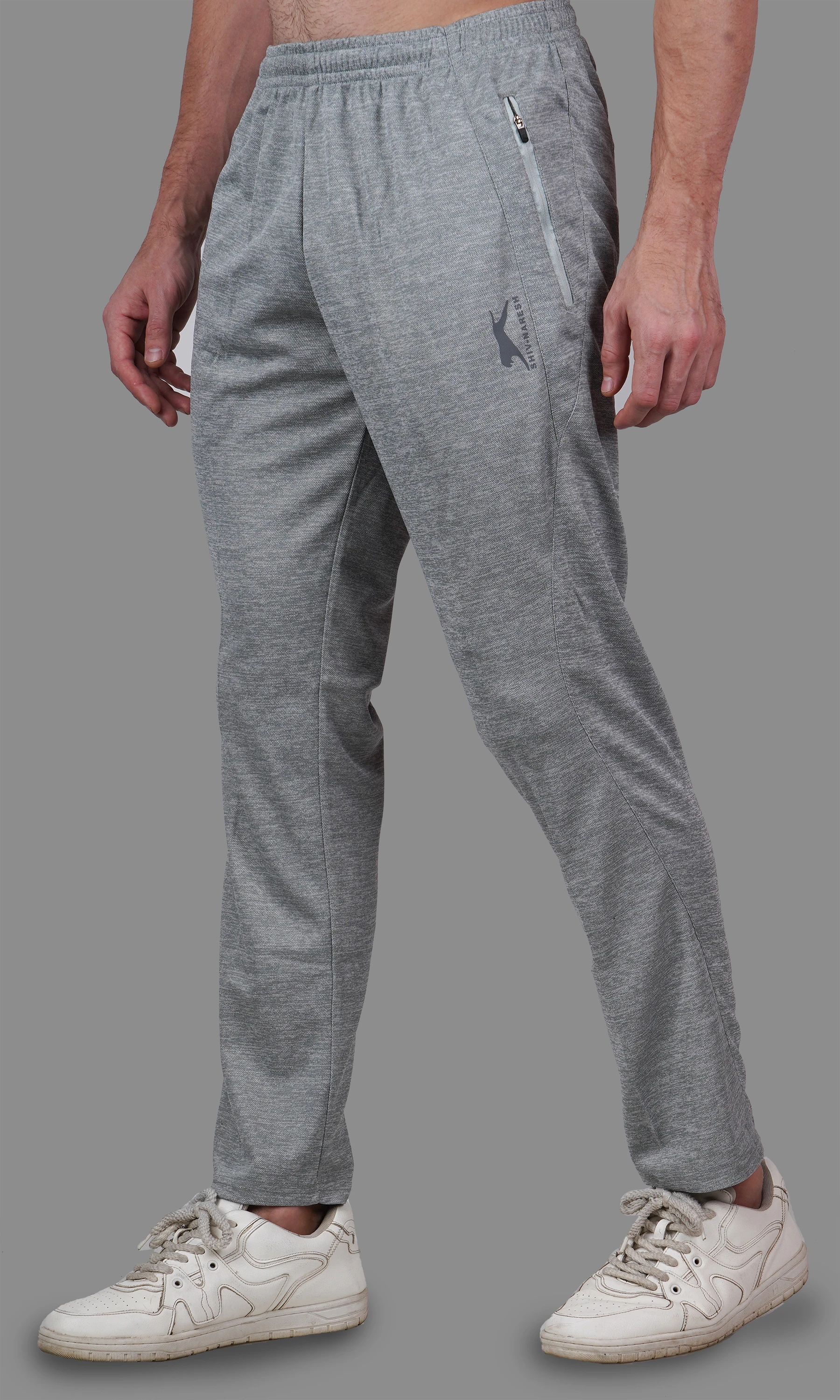 grey track pants zipper