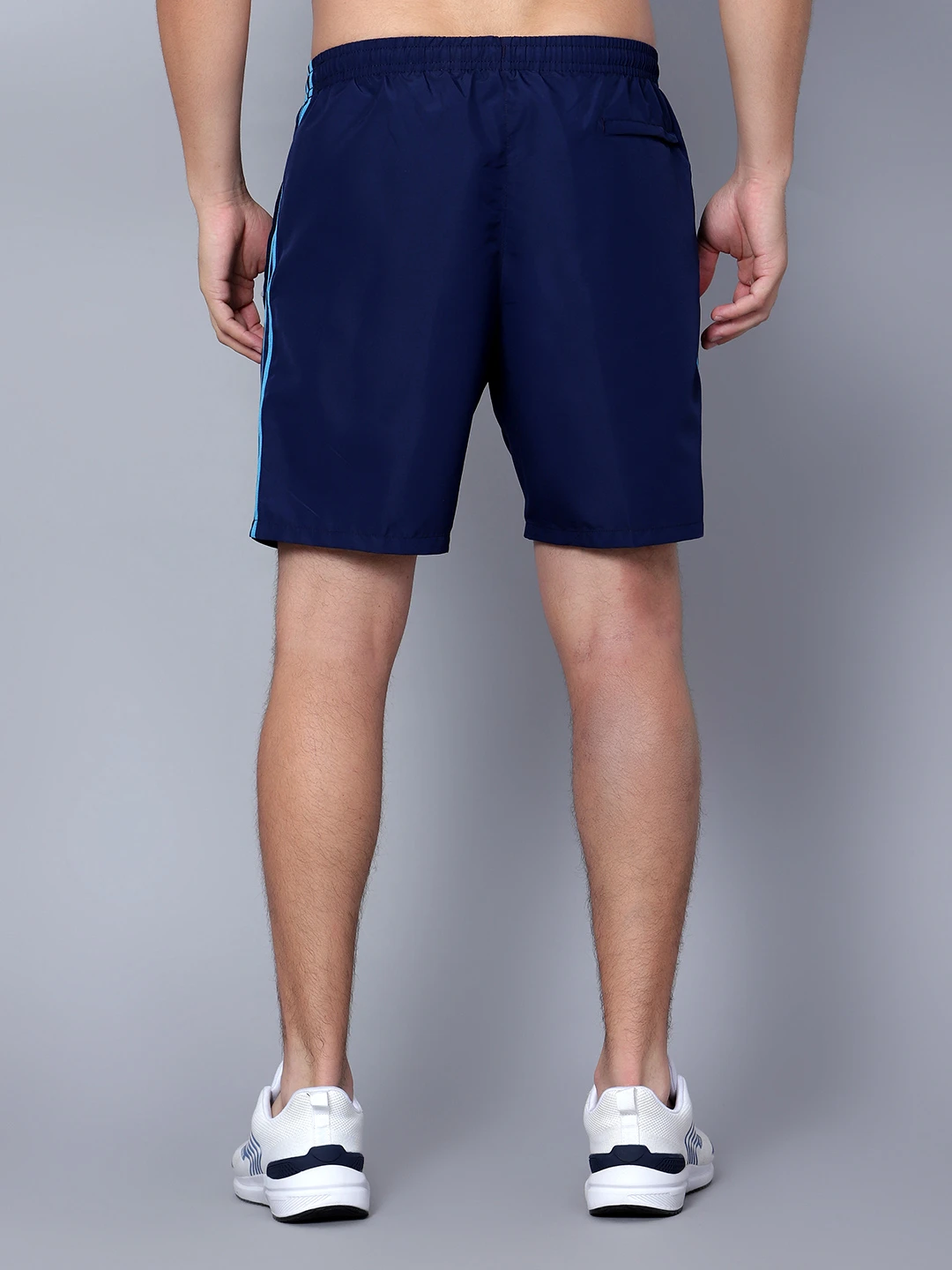 Shivnaresh Navy Blue Cyan Regular Fit Shorts for men