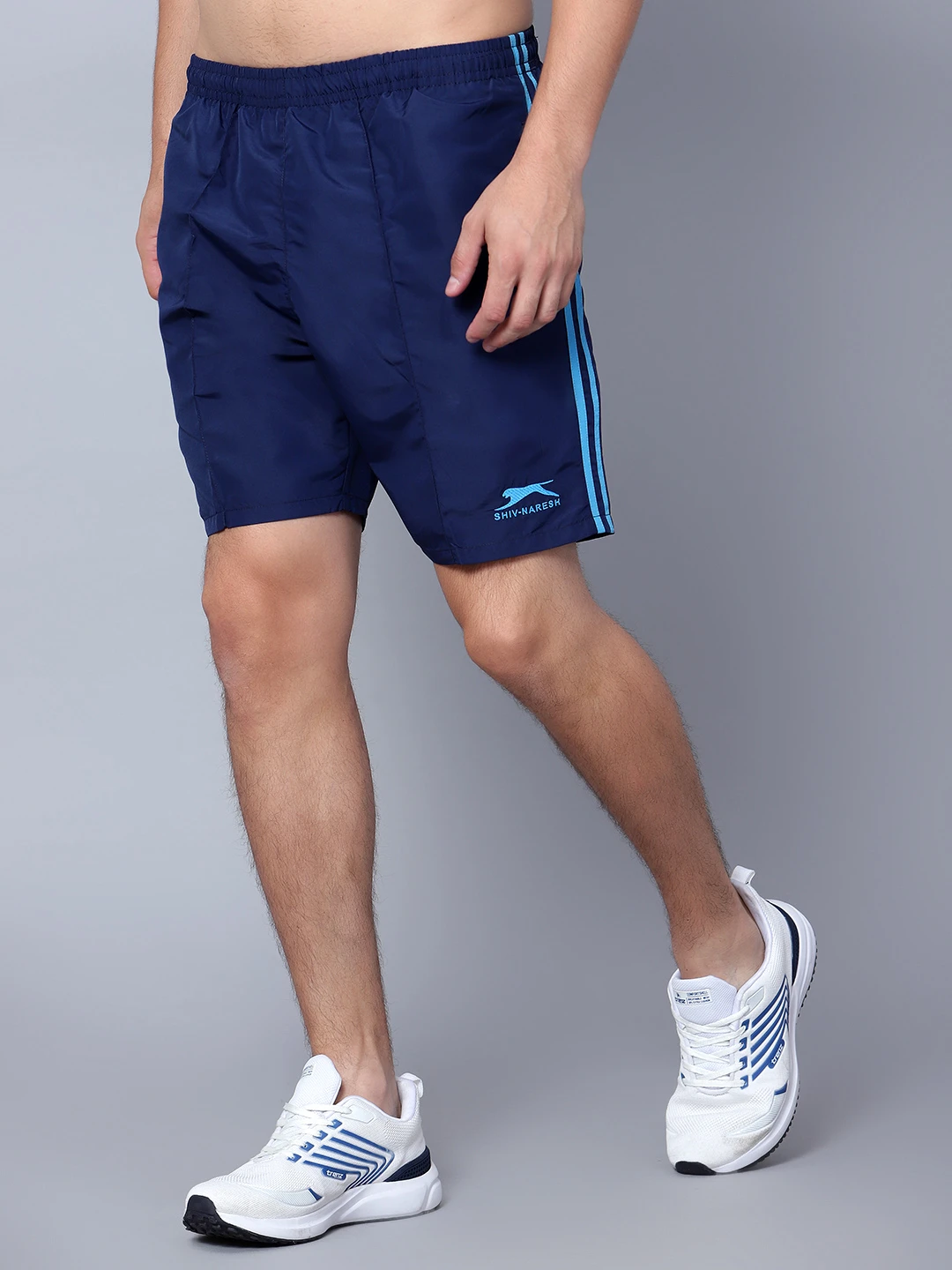 Shivnaresh Navy Blue Cyan Regular Fit Shorts for men