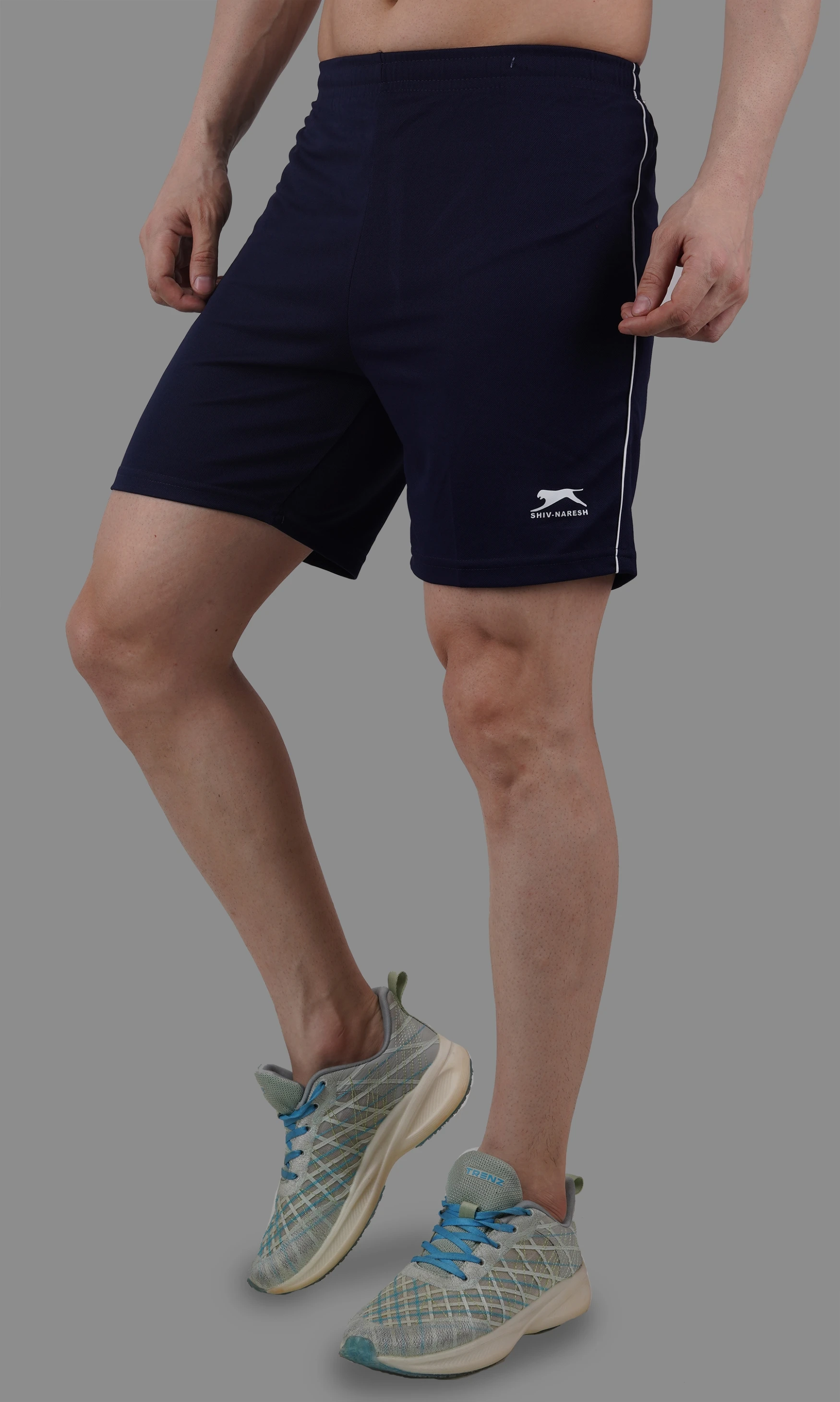 football shorts navy white