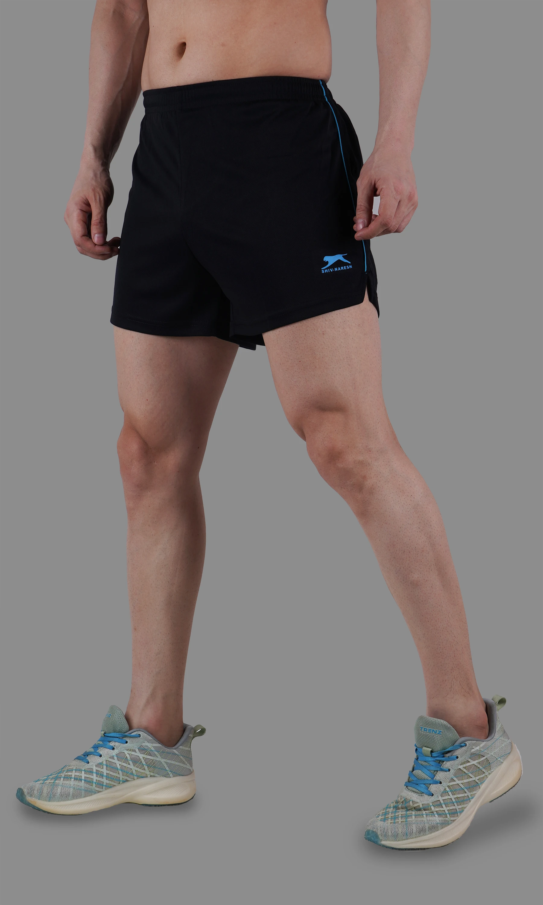 athletic shorts black cyan
