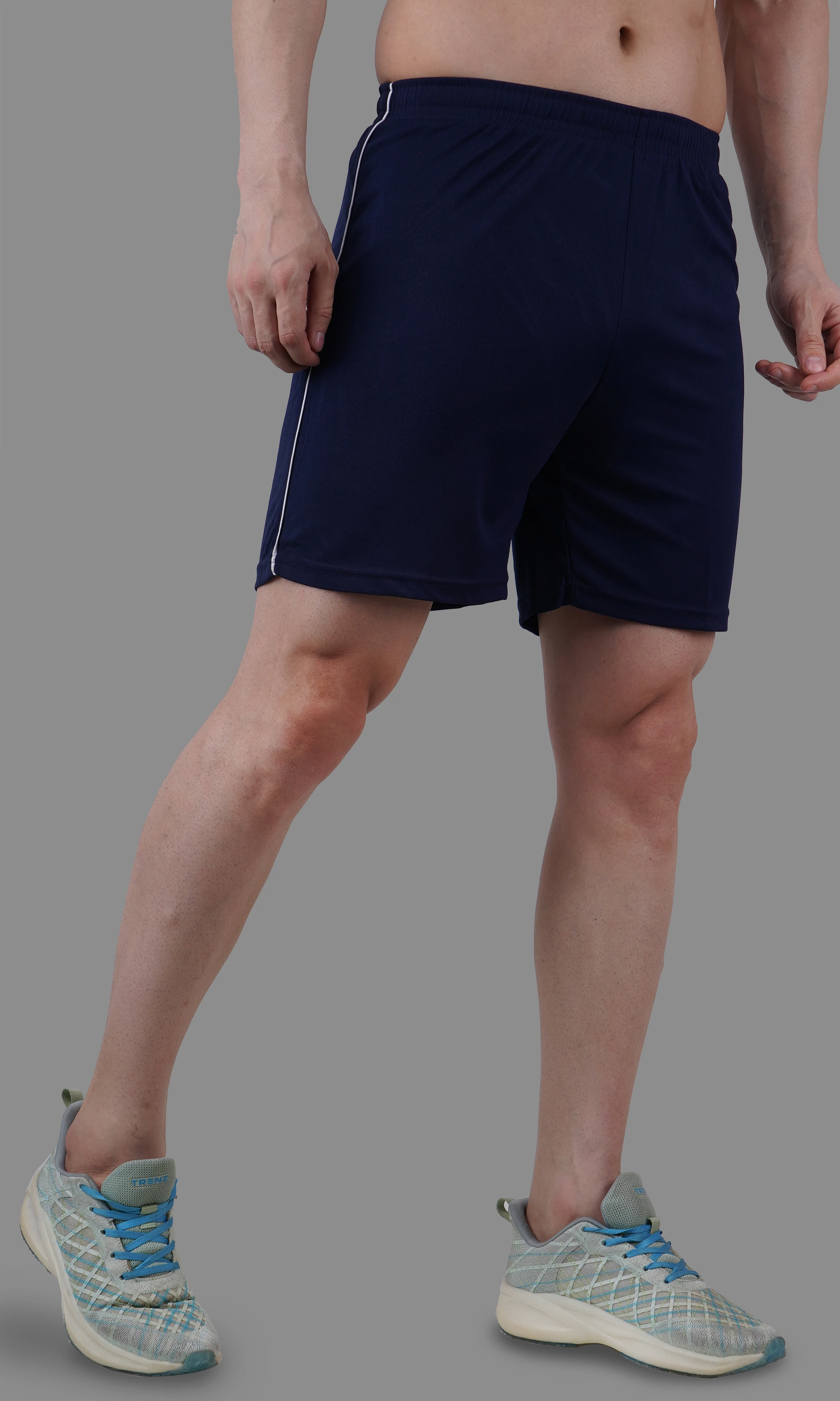athletic shorts navy white
