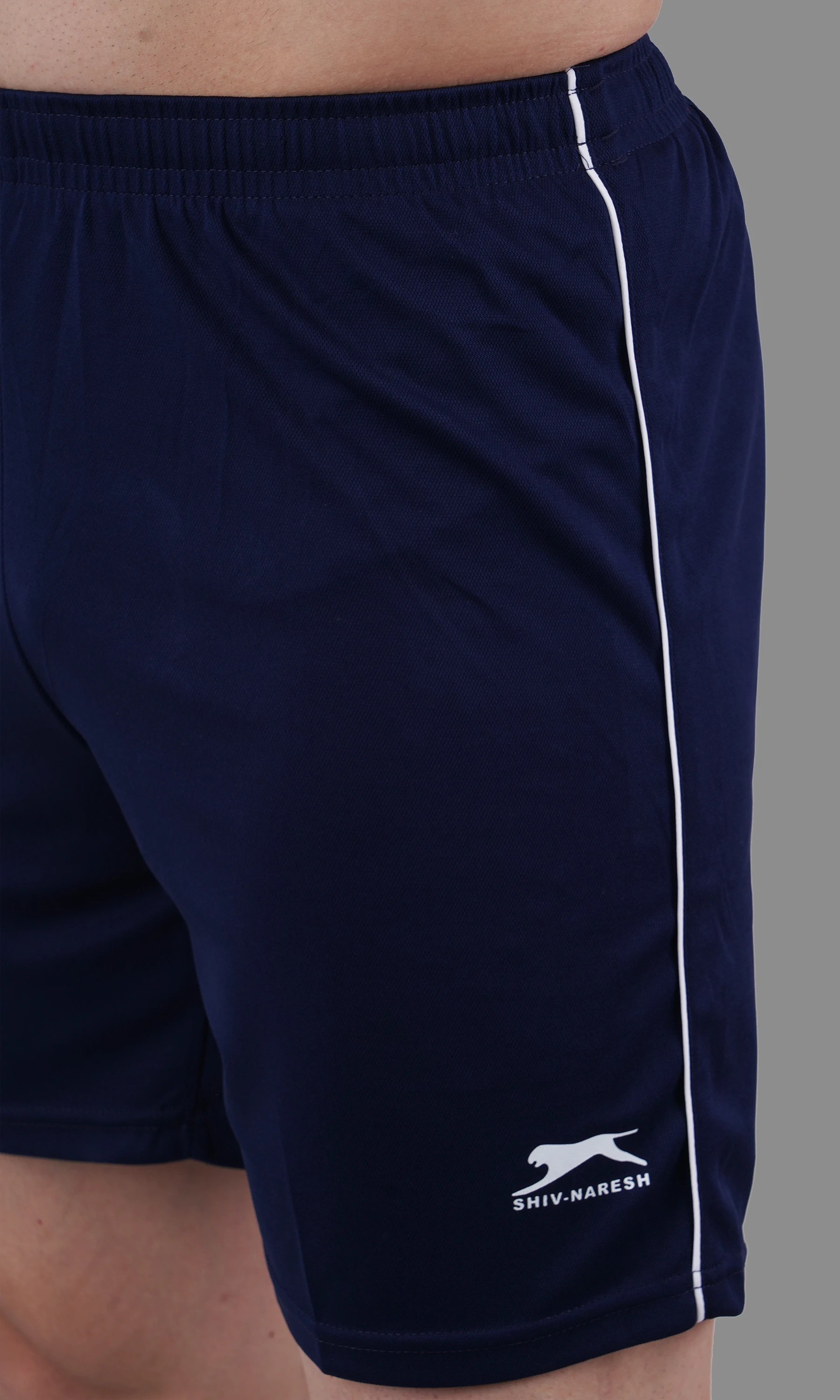 athletic shorts navy white